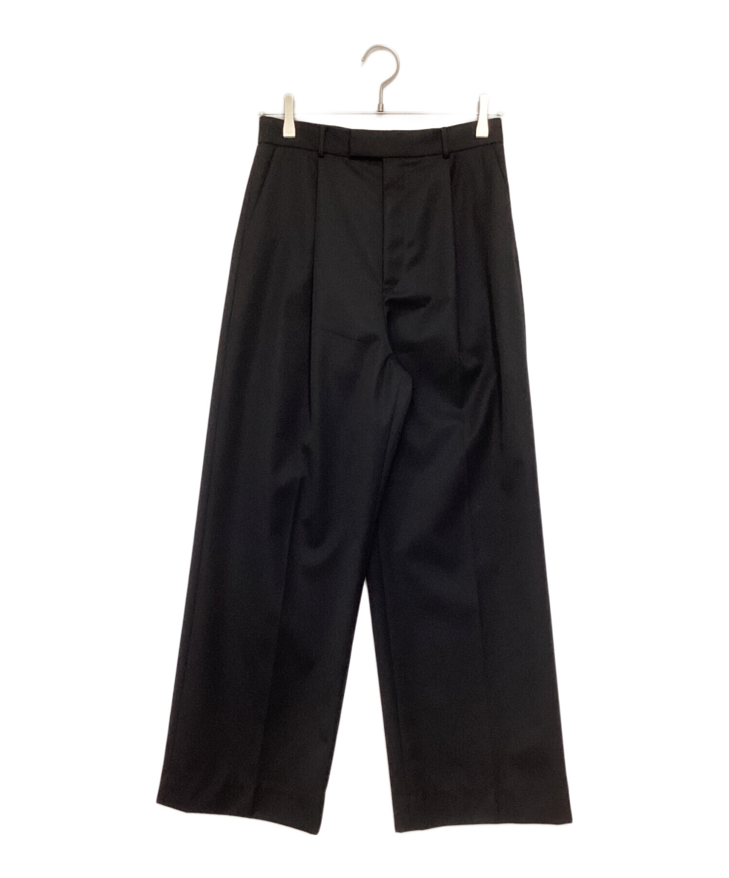 中古・古着通販】ATON (エイトン) ウールギャバジンタックワイドパンツ