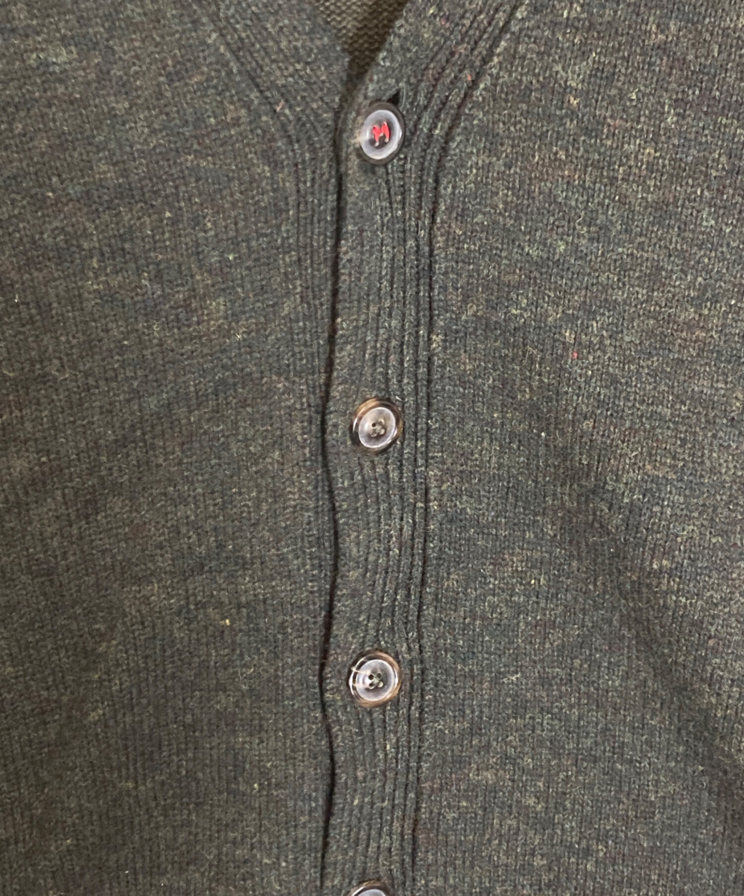 マルジェラ/オリーブグリーン Vネック カーディガン 肘パッチ付き 中古・古着通販】Maison Margiela (メゾンマルジェラ) 5G エルボー