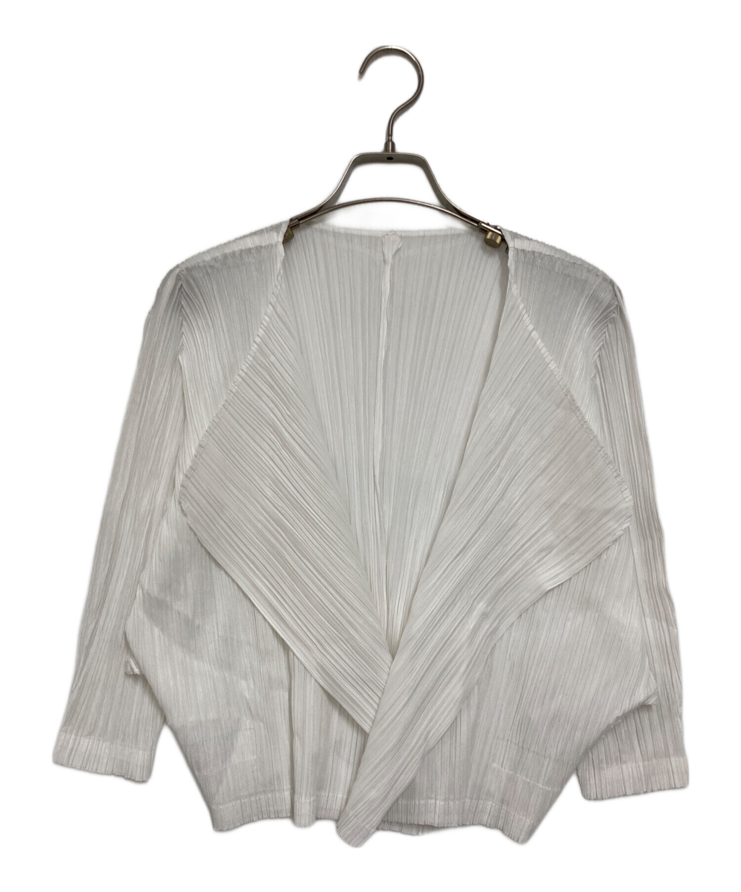 PLEATS PLEASE プリーツカーディガン ホワイト　サイズ4 中古・古着通販】PLEATS PLEASE (プリーツプリーズ) ドルマンスリーブ