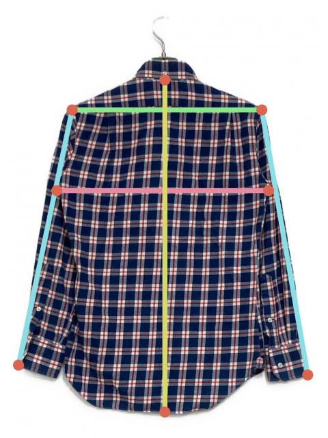 中古・古着通販】Thom Browne (トムブラウン) チェックシャツ ブルー 中古・古着通販】Thom Browne (トムブラウン) チェックシャツ ブルー