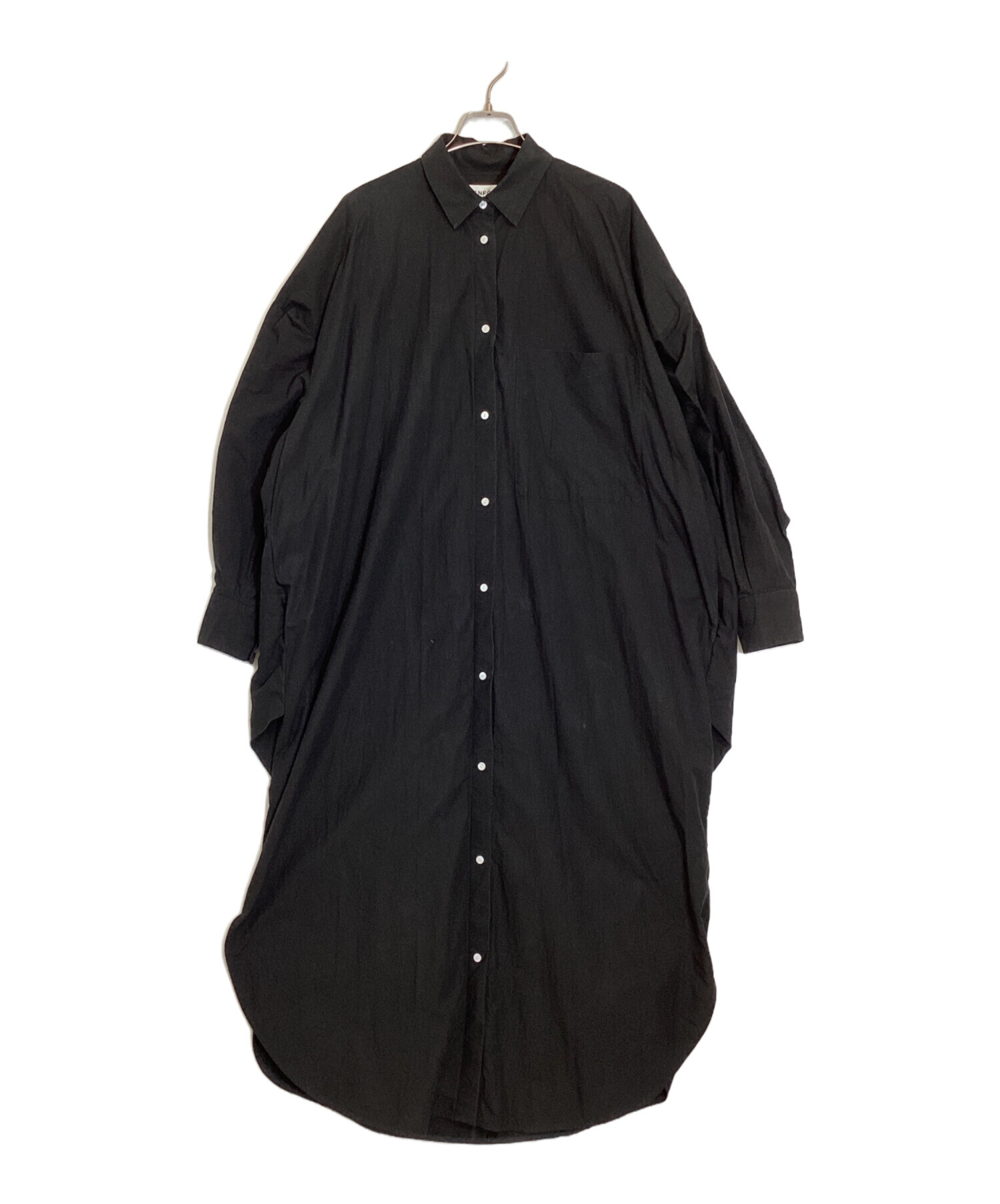 ENFOLD 38ブラックロングワンピース 中古・古着通販】ENFOLD (エンフォルド) LONG-SHIRT-DRESS ブラック