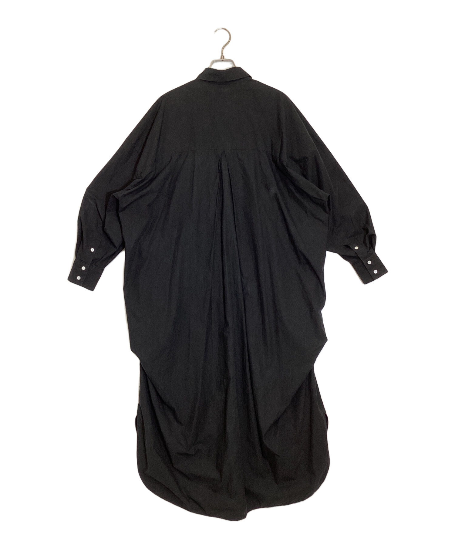 中古・古着通販】ENFOLD (エンフォルド) LONG-SHIRT-DRESS ブラック