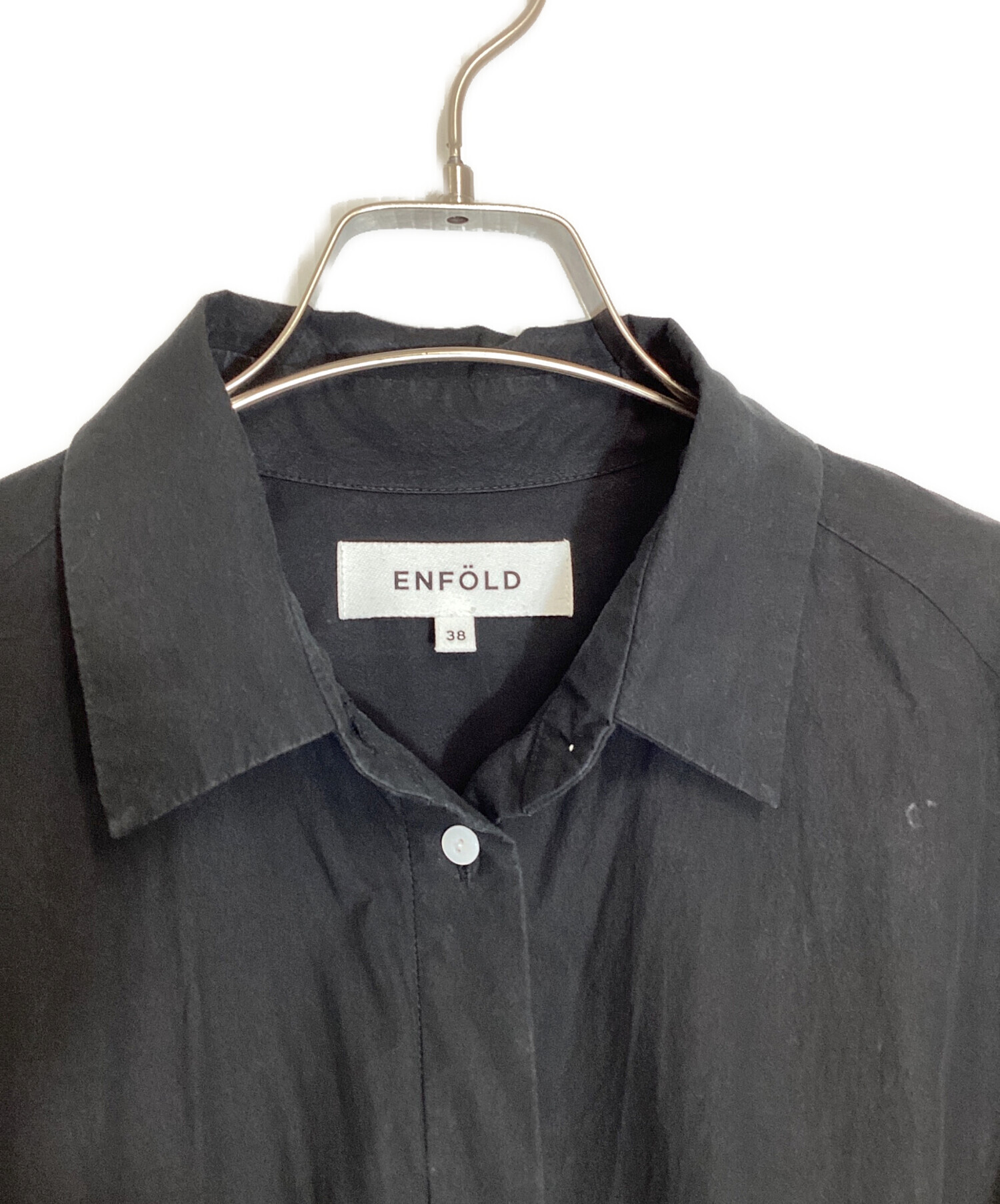 中古・古着通販】ENFOLD (エンフォルド) LONG-SHIRT-DRESS ブラック