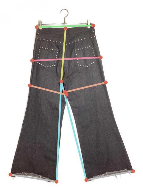 中古・古着通販】SHIKITARI (シキタリ) スタッズデニムパンツ ブラック