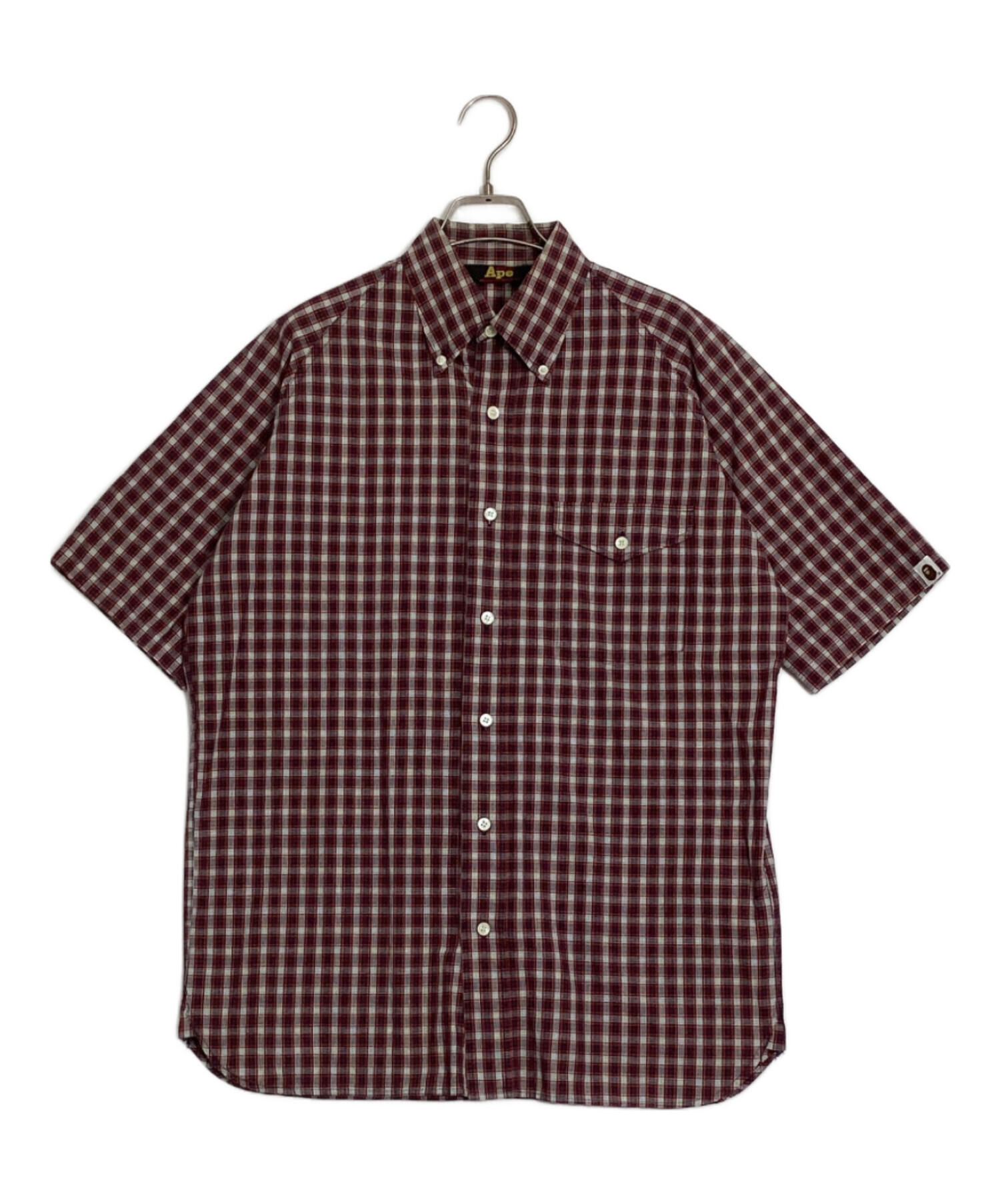 A BATHING APE チェックシャツ 半袖 ブラウン M未使用品タグ付き 中古・古着通販】A BATHING APE (アベイシングエイプ) BD チェック