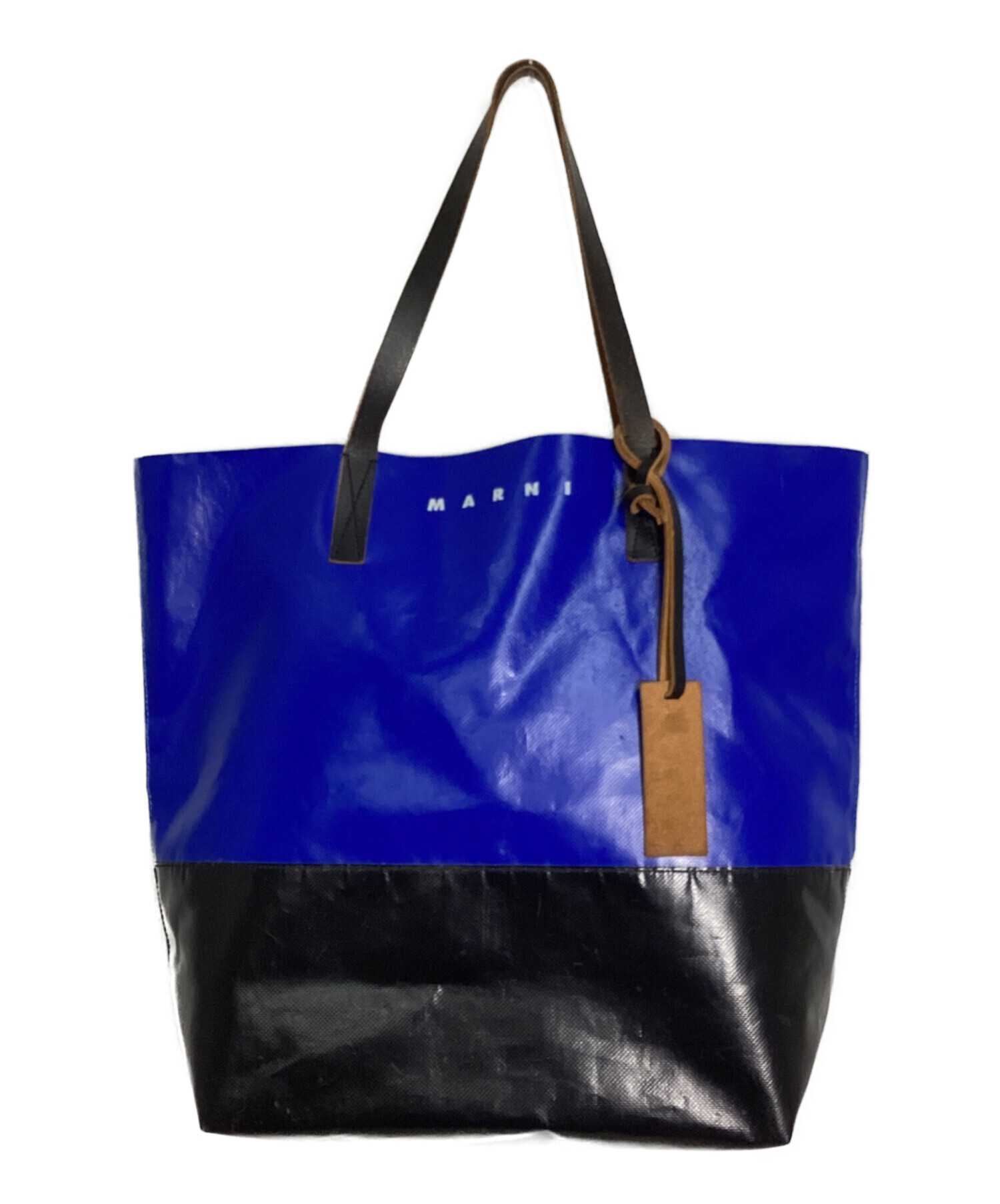 マルニ◆PVC トライベッカ トートバッグ ブルー×焦げ茶◆中古 中古・古着通販】MARNI (マルニ) トライベッカトート ブルー×ブラック