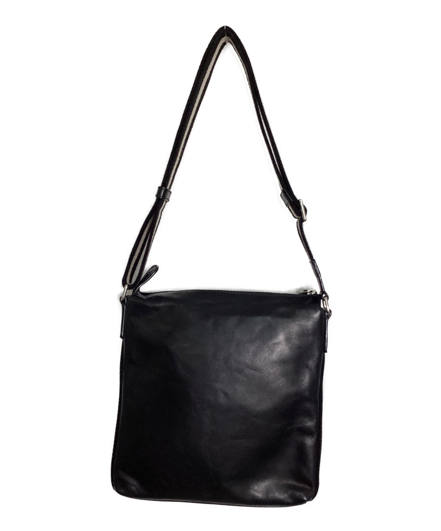 中古・古着通販】BALLY (バリー) レザーショルダーバッグ ブラック