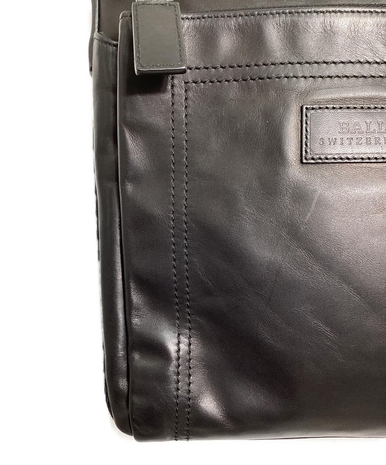 中古・古着通販】BALLY (バリー) レザーショルダーバッグ ブラック