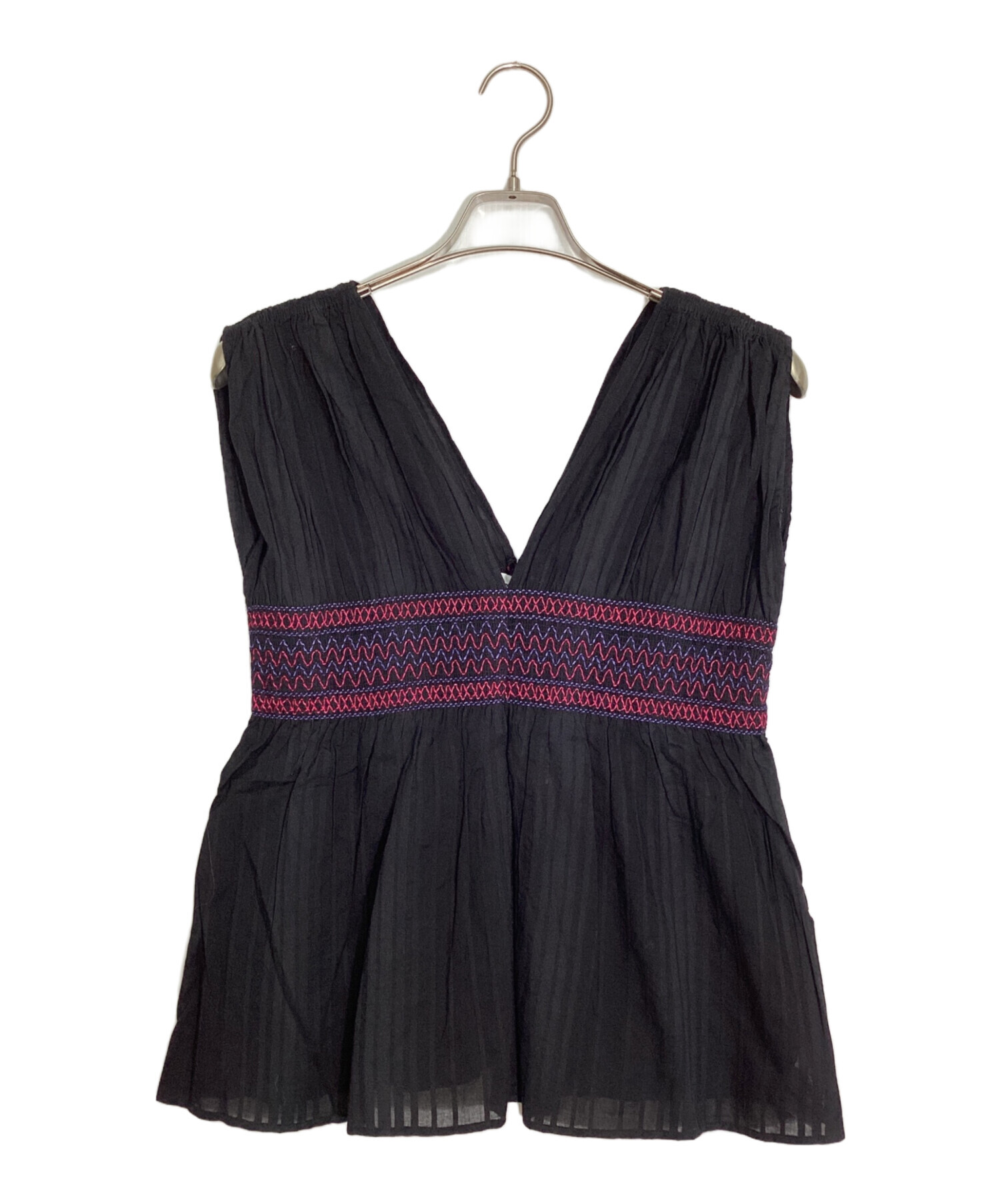中古・古着通販】sara mallika (サラマリカ) COTTON SMOCKING VNECK