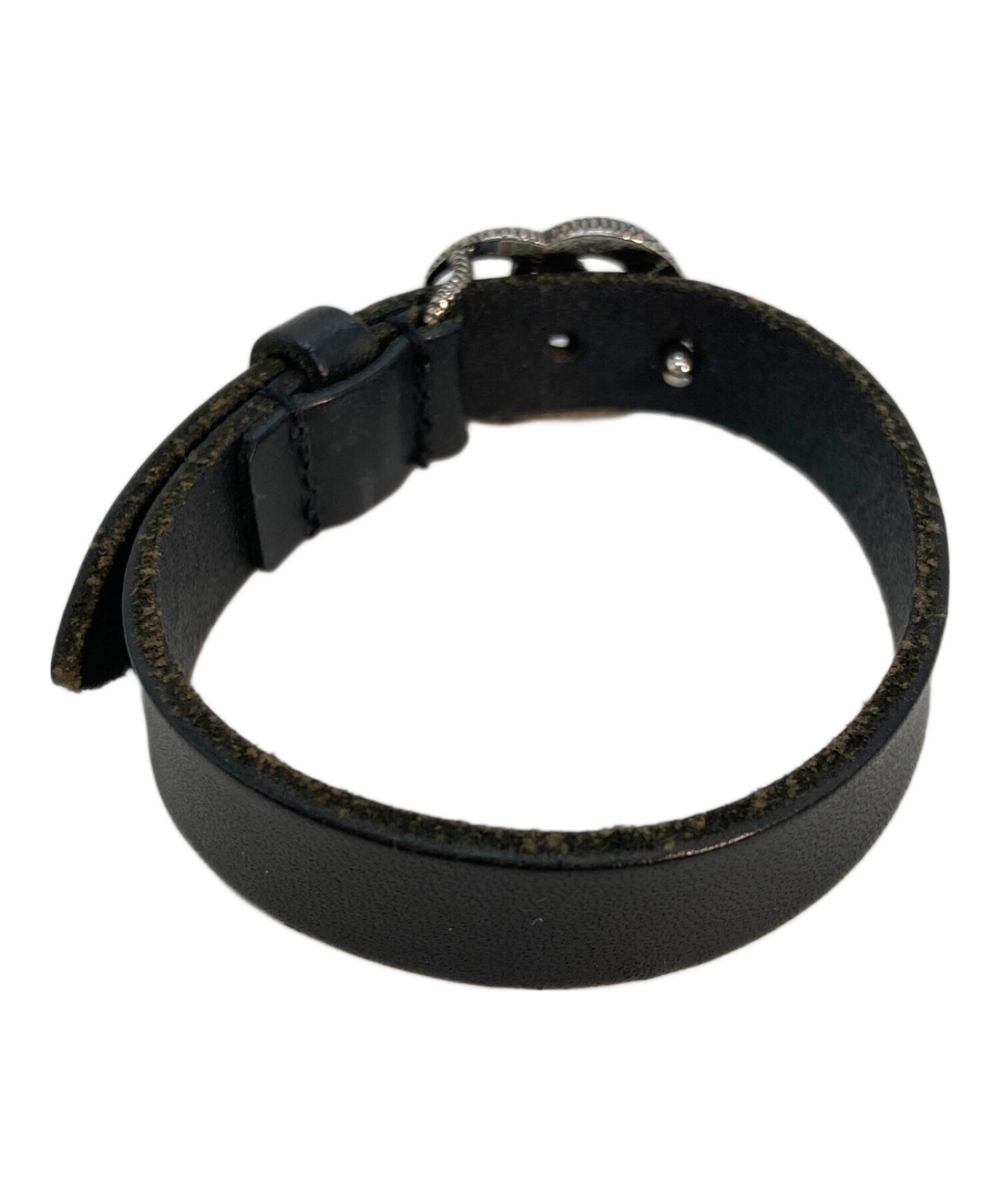GUCCI ブレスレット クレスト ブラック レザー アンティーク 編み込み 中古・古着通販】GUCCI (グッチ) ダブルGエングレービング レザー