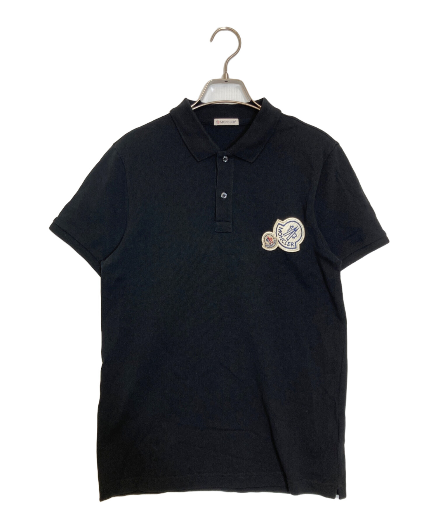【美品】MONCLER ブラック ポロシャツ ブラック ポロシャツ : Tシャツ＆ポロシャツ 向けの メンズ | モンクレール