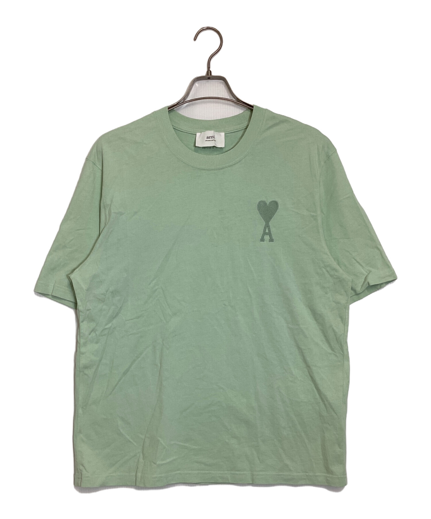 中古・古着通販】ami (アミ) ハートロゴ刺繍Tシャツ グリーン サイズ