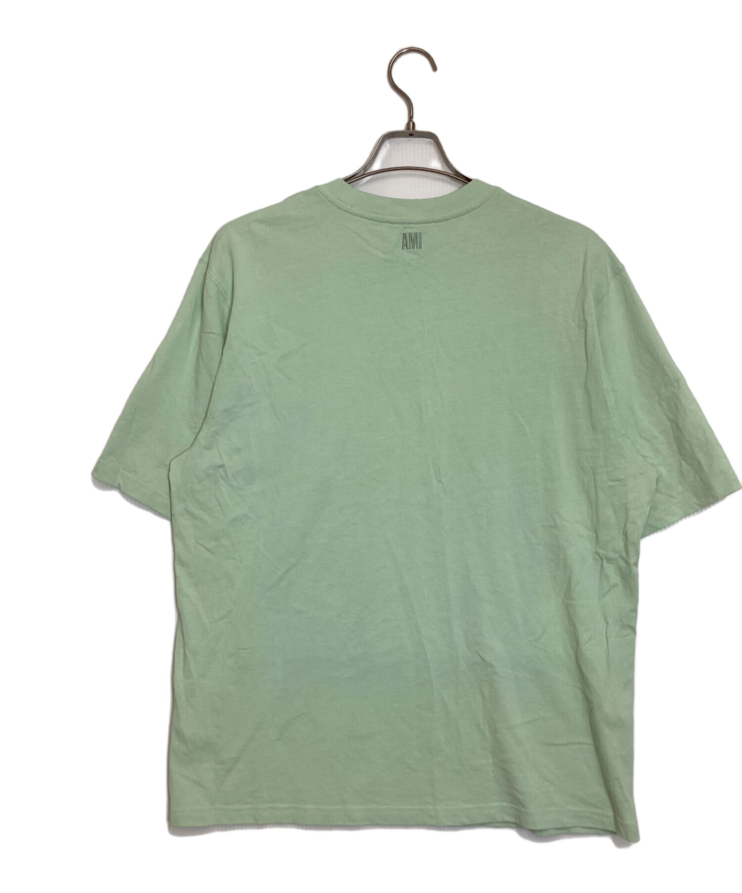 3877【未使用級・極美品・QR鑑定済・2XL】アミ 刺繍ハートロゴ Tシャツ 中古・古着通販】ami (アミ) ハートロゴ刺繍Tシャツ グリーン サイズ