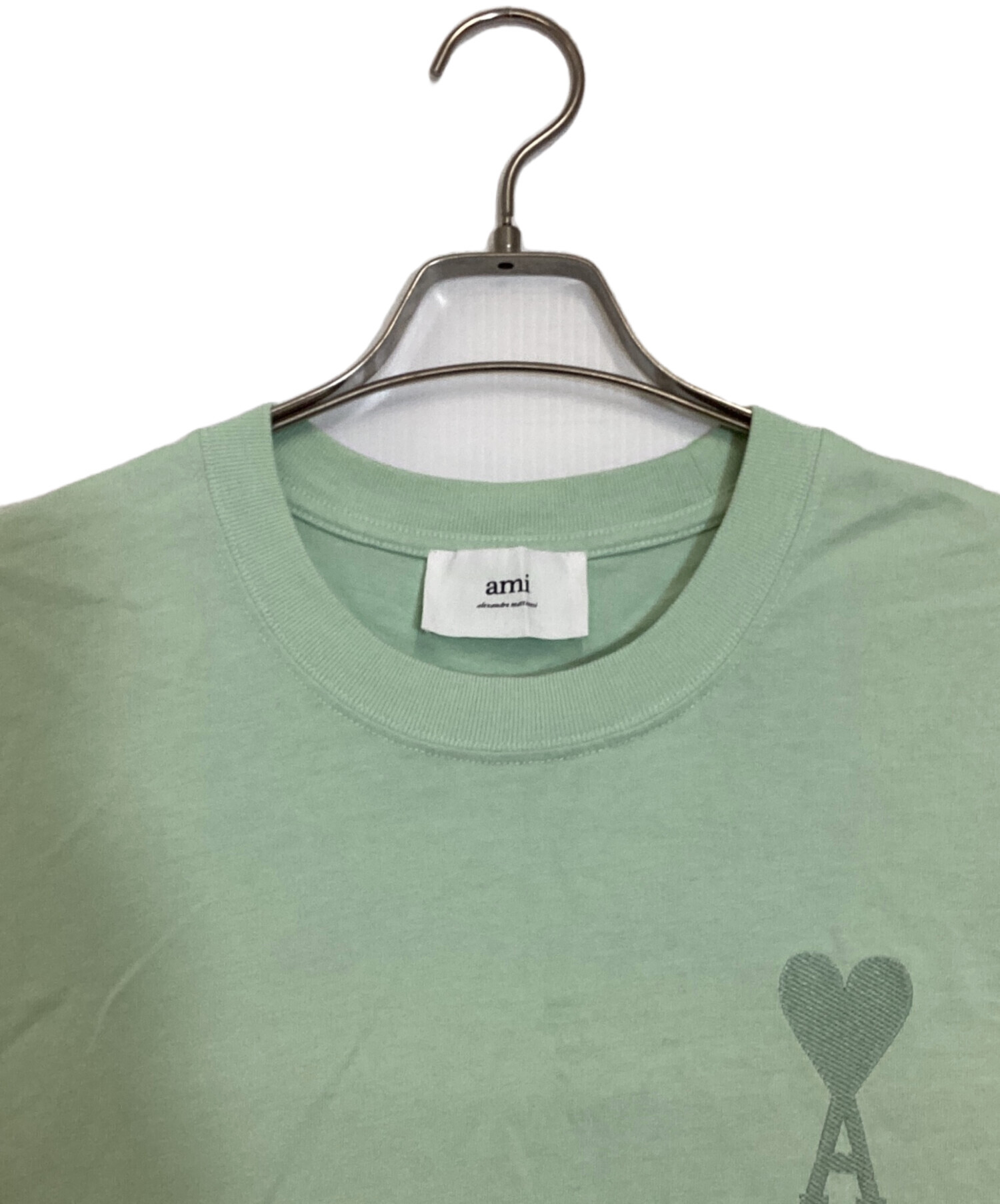中古・古着通販】ami (アミ) ハートロゴ刺繍Tシャツ グリーン サイズ