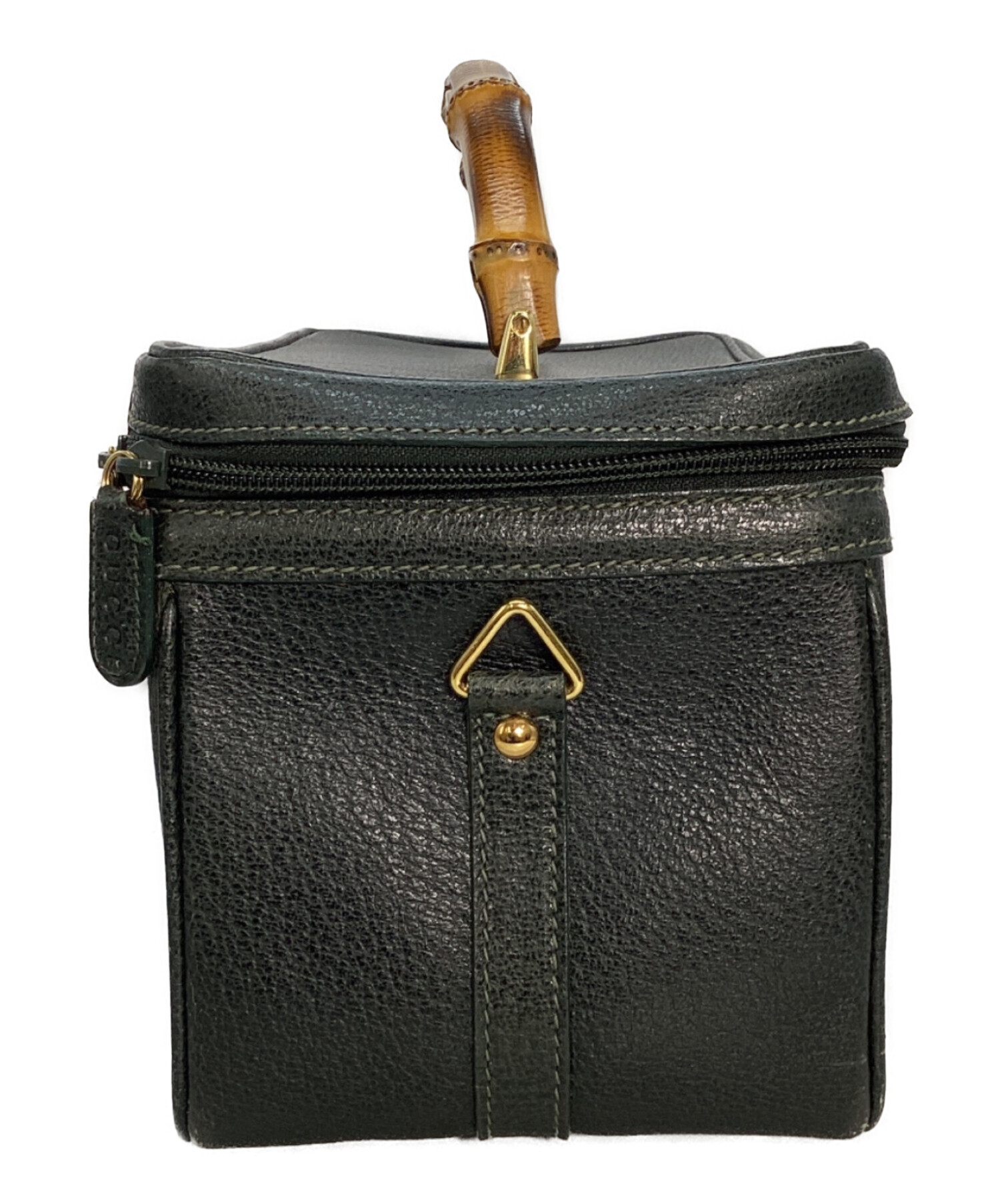 【価格下げました】GUCCI グッチ バンブー　バニティバッグ ナイロン&レザー 中古・古着通販】GUCCI (グッチ) バンブー バニティバッグ モス