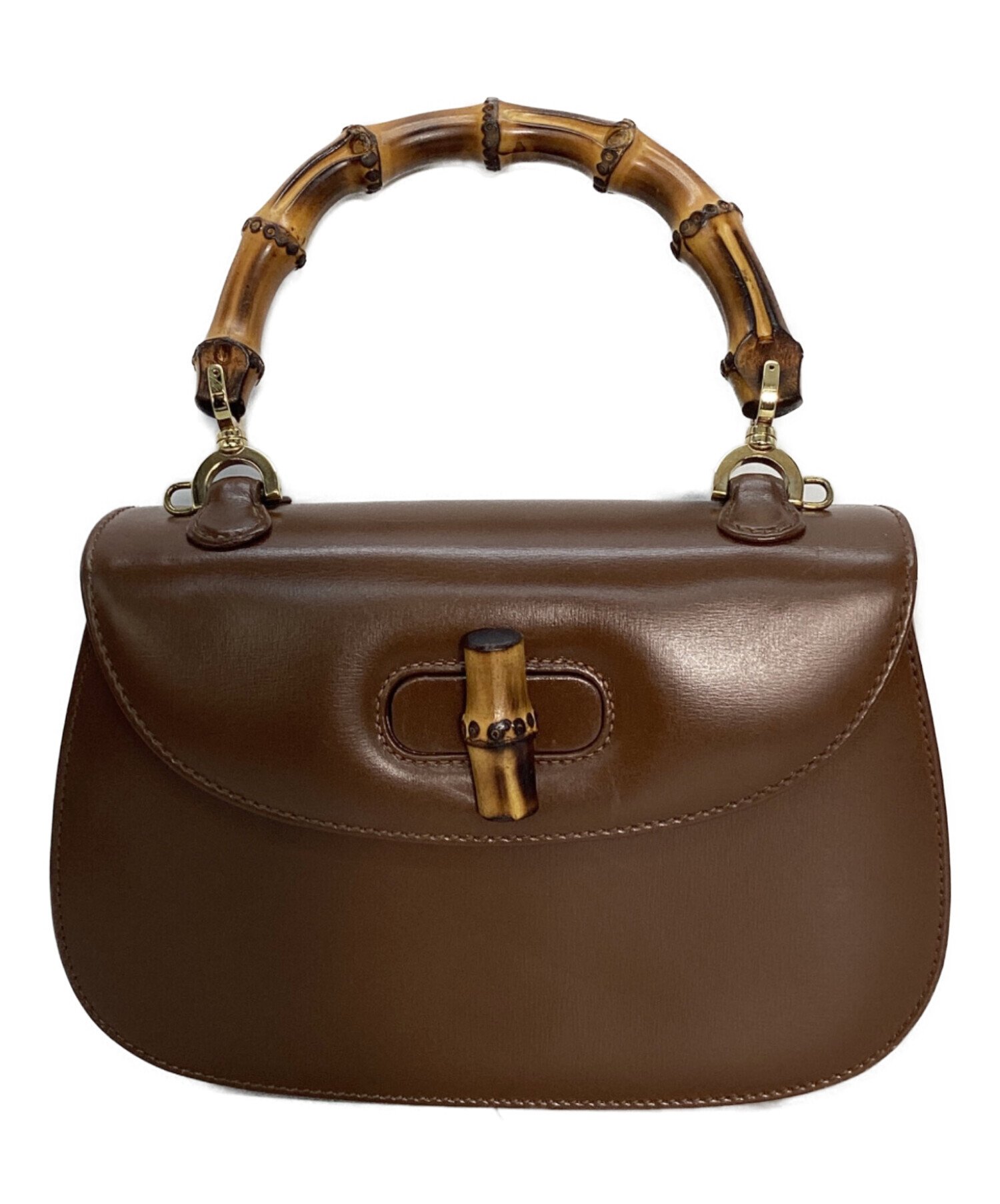 GUCCI グッチ　正規品バンブーハンドバッグ　編み込み　ヴィンテージ　ブラウン 中古・古着通販】GUCCI (グッチ) バンブーハンドバッグ ブラウン