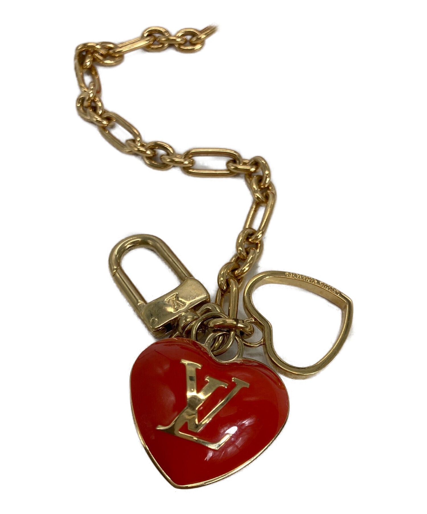 値下げ：ルイヴィトン チャーム付きハート型ケース　レッド　レア 中古・古着通販】LOUIS VUITTON (ルイ ヴィトン) コインケース レッド