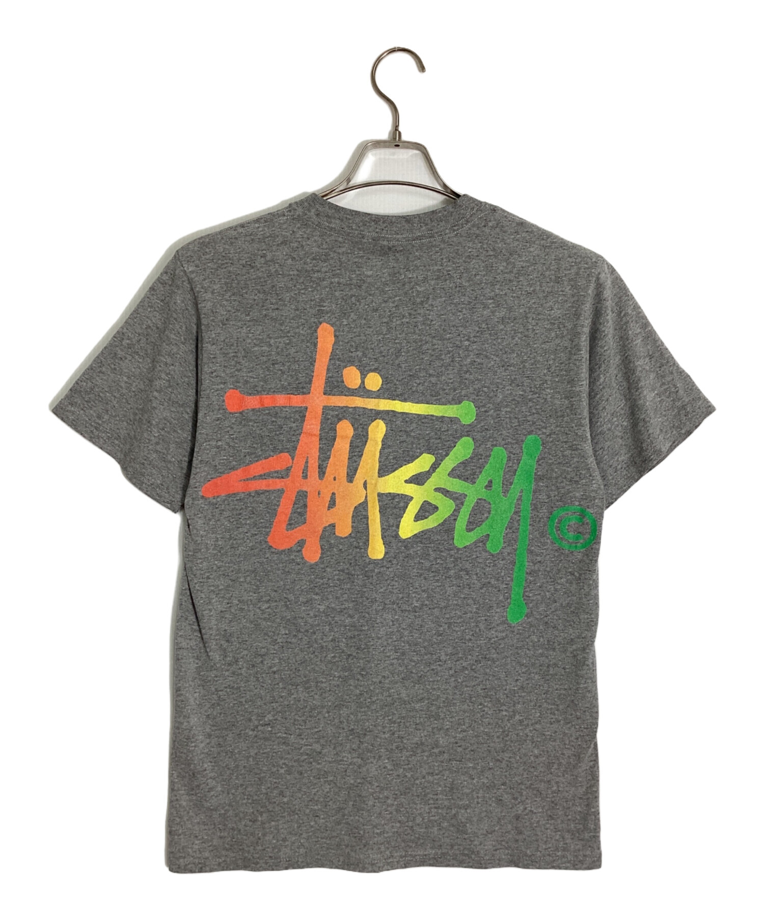 stüssy ロゴプリント Tシャツ グレー　XSサイズ 中古・古着通販】stussy (ステューシー) ロゴプリントTシャツ グレー