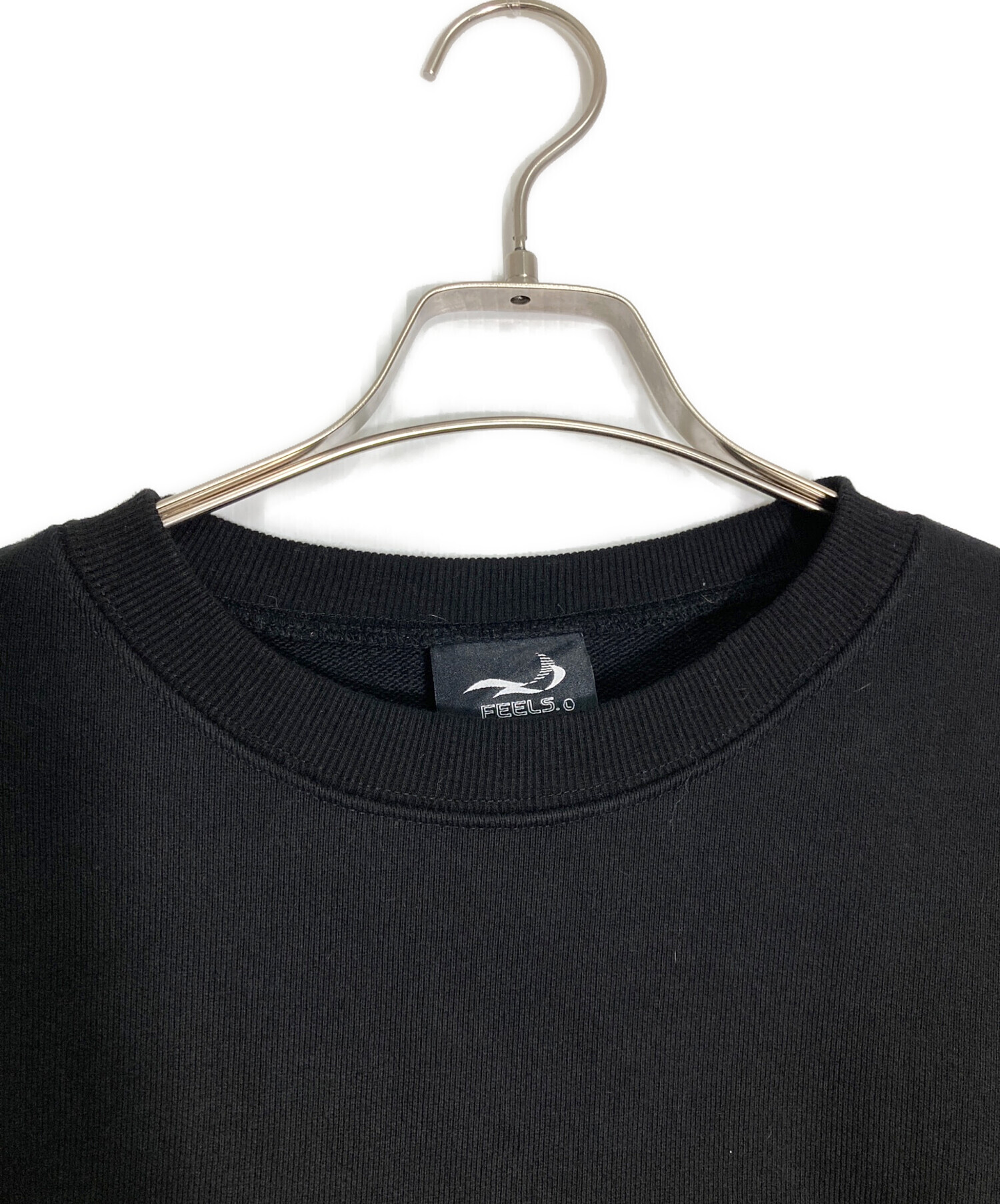 FEELS クルーネック スウェット ブラック XL 中古・古着通販】FEELS. (フィールズ) エンブロイダリークルーネック