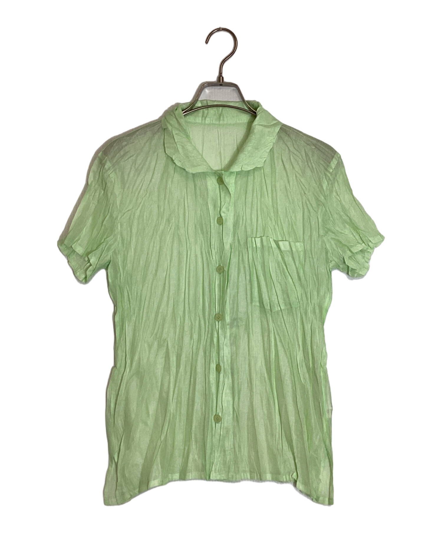 PLEATS PLEASE プリーツプリーズ　グリーンストライプ 半袖シャツ 中古・古着通販】PLEATS PLEASE (プリーツプリーズ) 半袖プリーツ