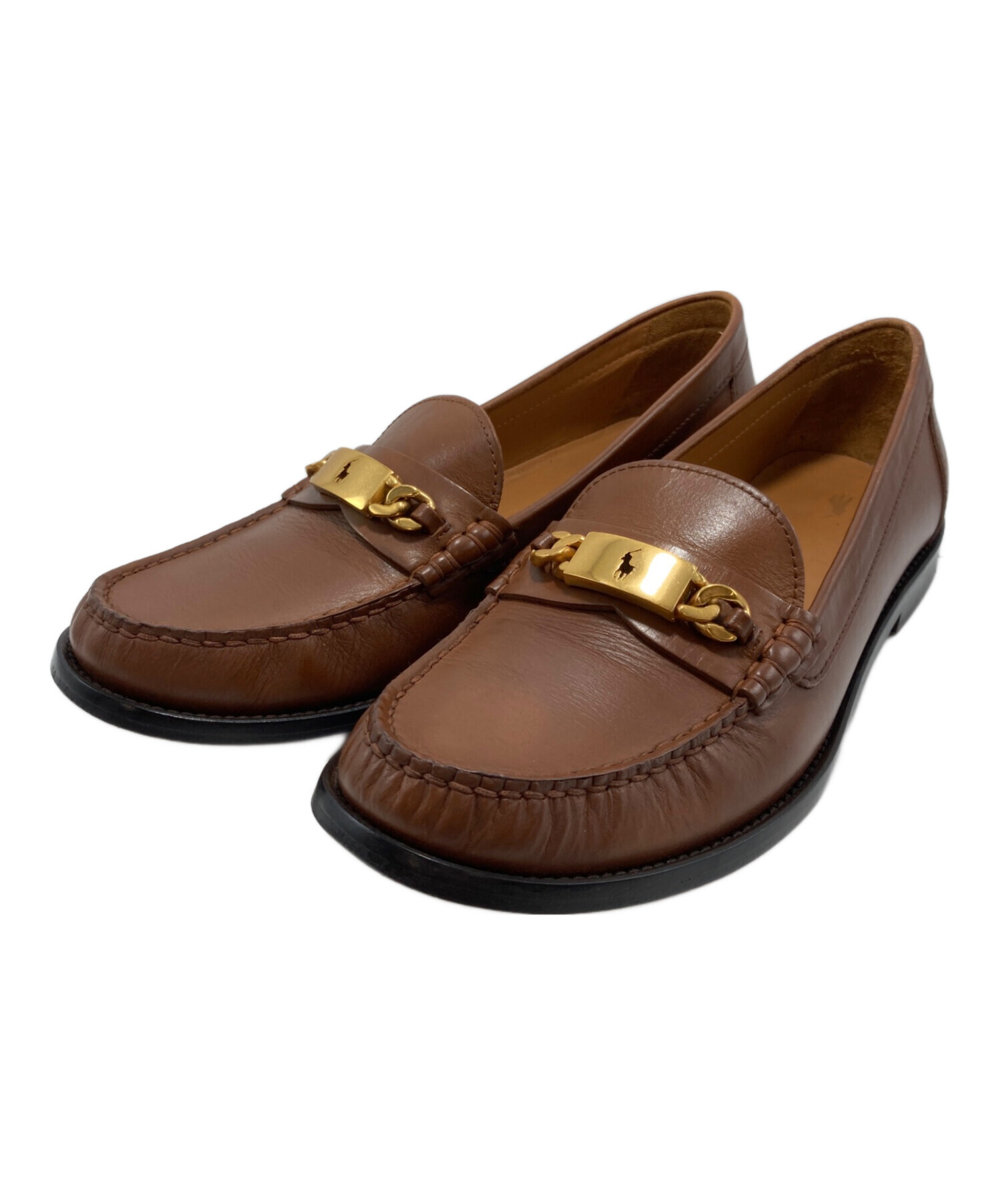 e0342 未使用に近い USA製 ラルフローレン ローファー 7E 茶 中古・古着通販】POLO RALPH LAUREN (ポロ・ラルフローレン) POLO ID