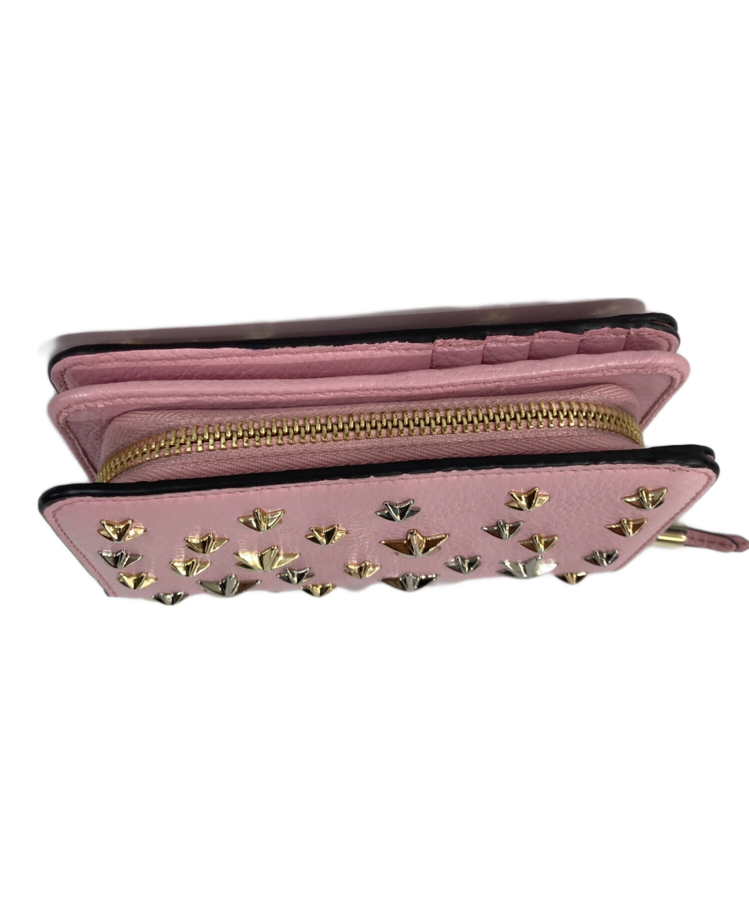 ジミー　チュー　レザー　長財布　スタッズ レディース　ピンク 中古・古着通販】JIMMY CHOO (ジミーチュウ) スタッズウォレット