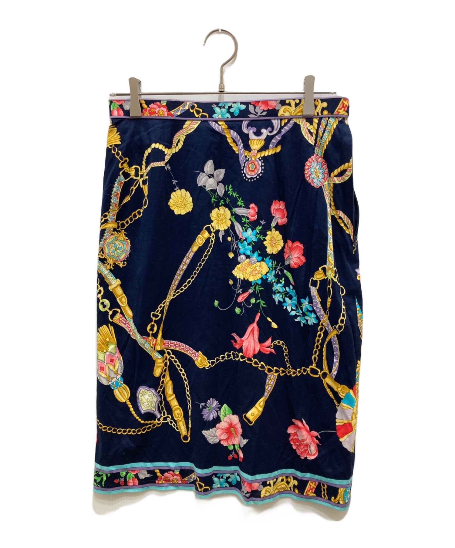 中古・古着通販】LEONARD (レオナール) 総柄スカート ネイビー サイズ
