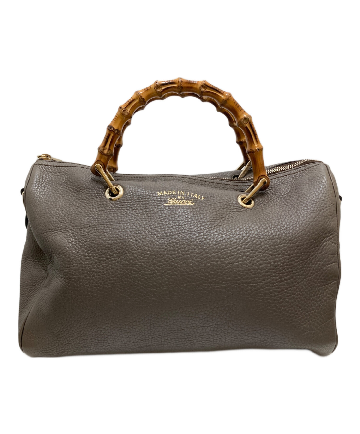 中古・古着通販】GUCCI (グッチ) バンブーハンドル2WAYバッグ グレー 
