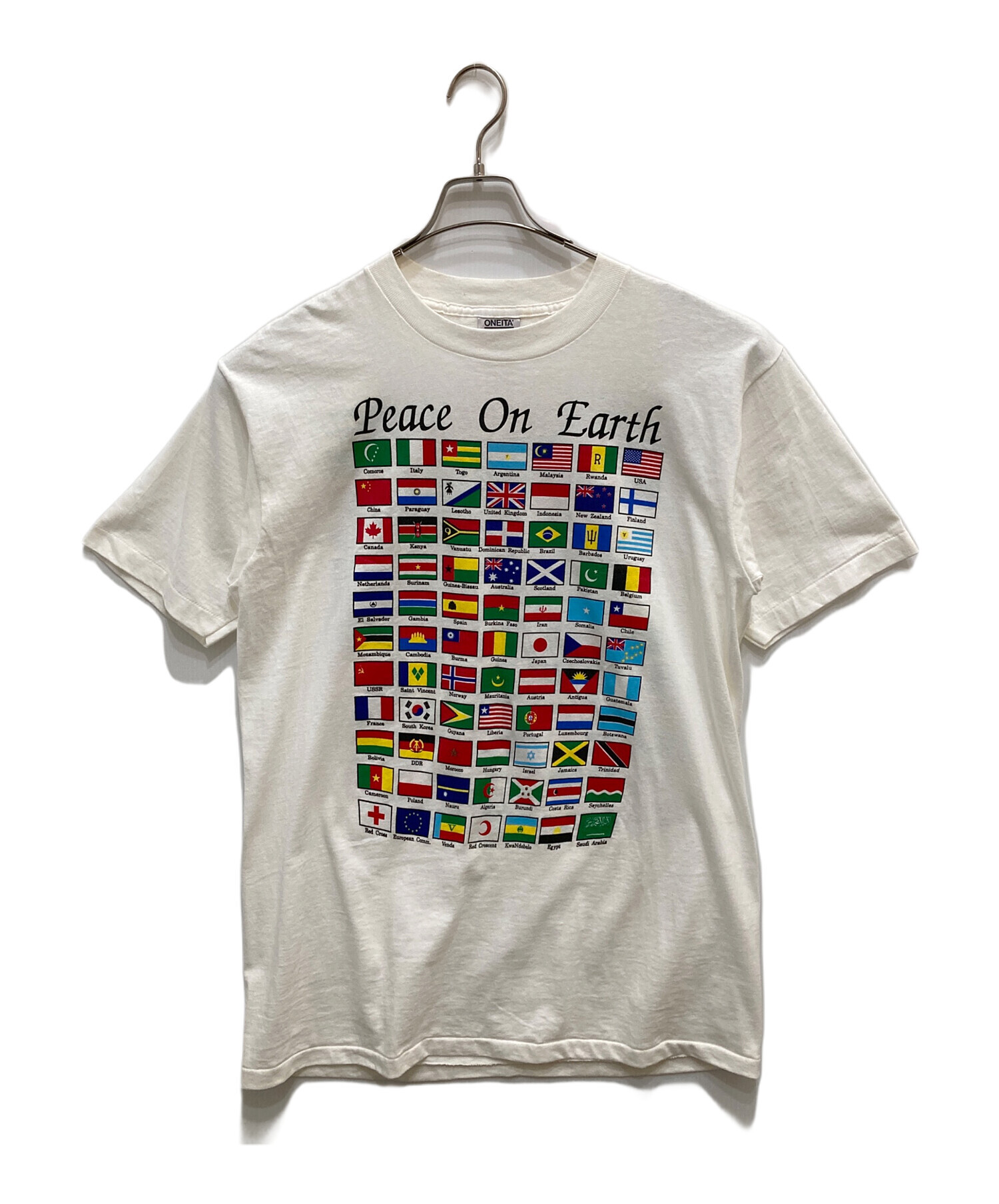 90s USA製 ONEITA ビンテージ Tシャツ 地球 世界 国旗 NY学校 【公式通販】