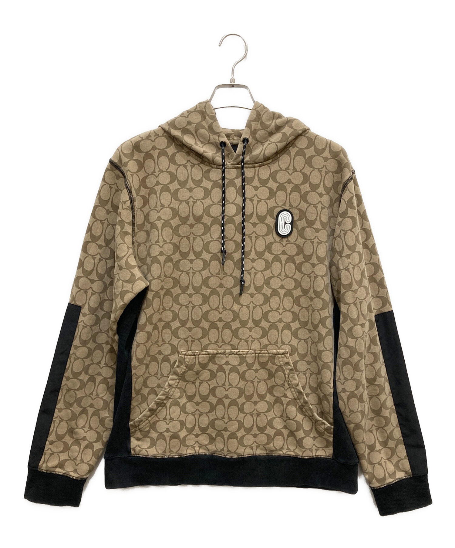 COACH コーチ フード付きパーカー ベージュ ブラック 中古・古着通販】COACH (コーチ) ジップパーカー ベージュ サイズ:M