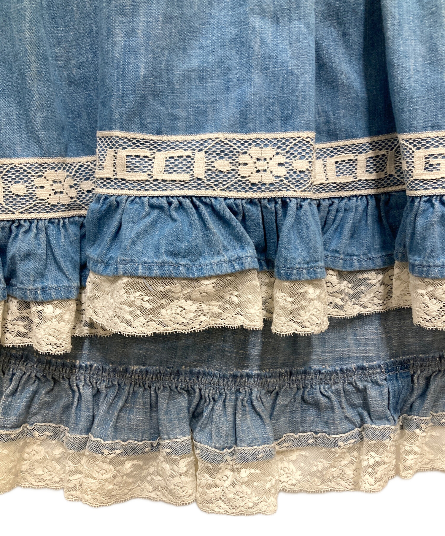 中古・古着通販】GUCCI (グッチ) ロゴレースダンガリースカート スカイ