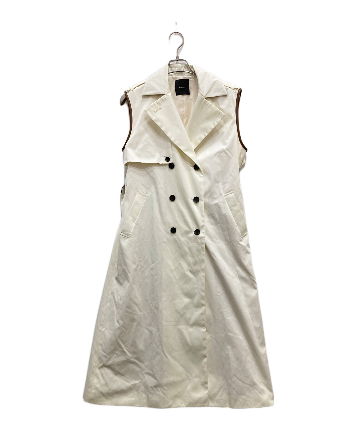 anuans ヴィーガンレザートリム2WAYトレンチコート