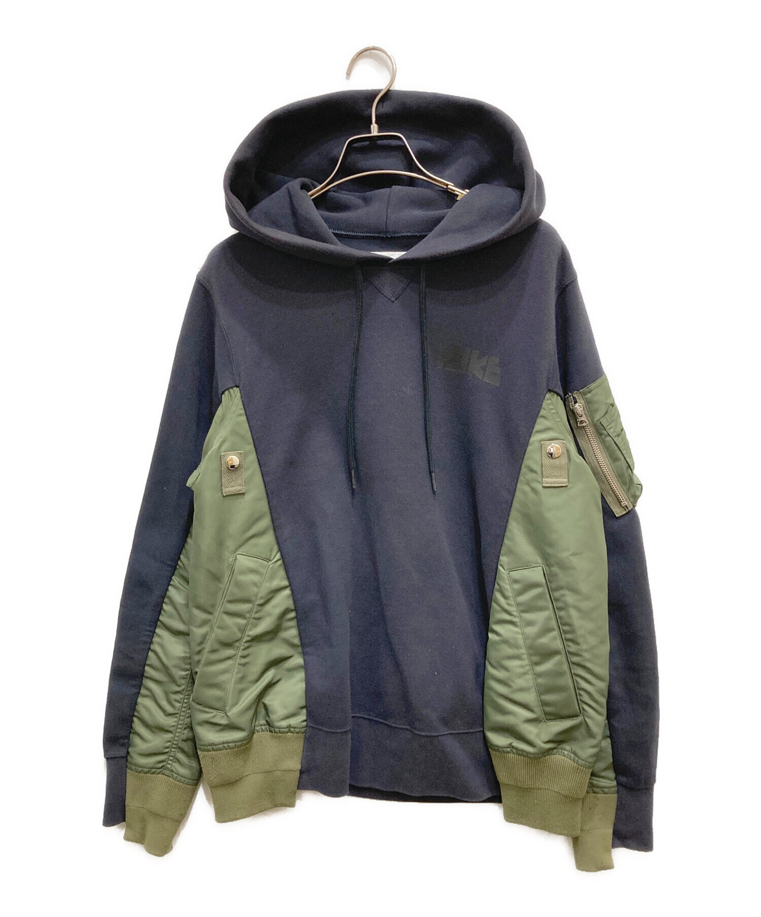 sacai 定番 フード付きパーカー ネイビー/カーキ サイズ3 scw-077