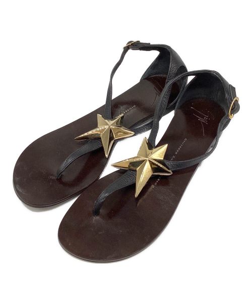 美品✨ジュゼッペザノッティ スタッズ サンダル ヒール ブラック レザー 37 中古・古着通販】GIUSEPPE ZANOTTI (ジュゼッペザノッティ) スタッズ
