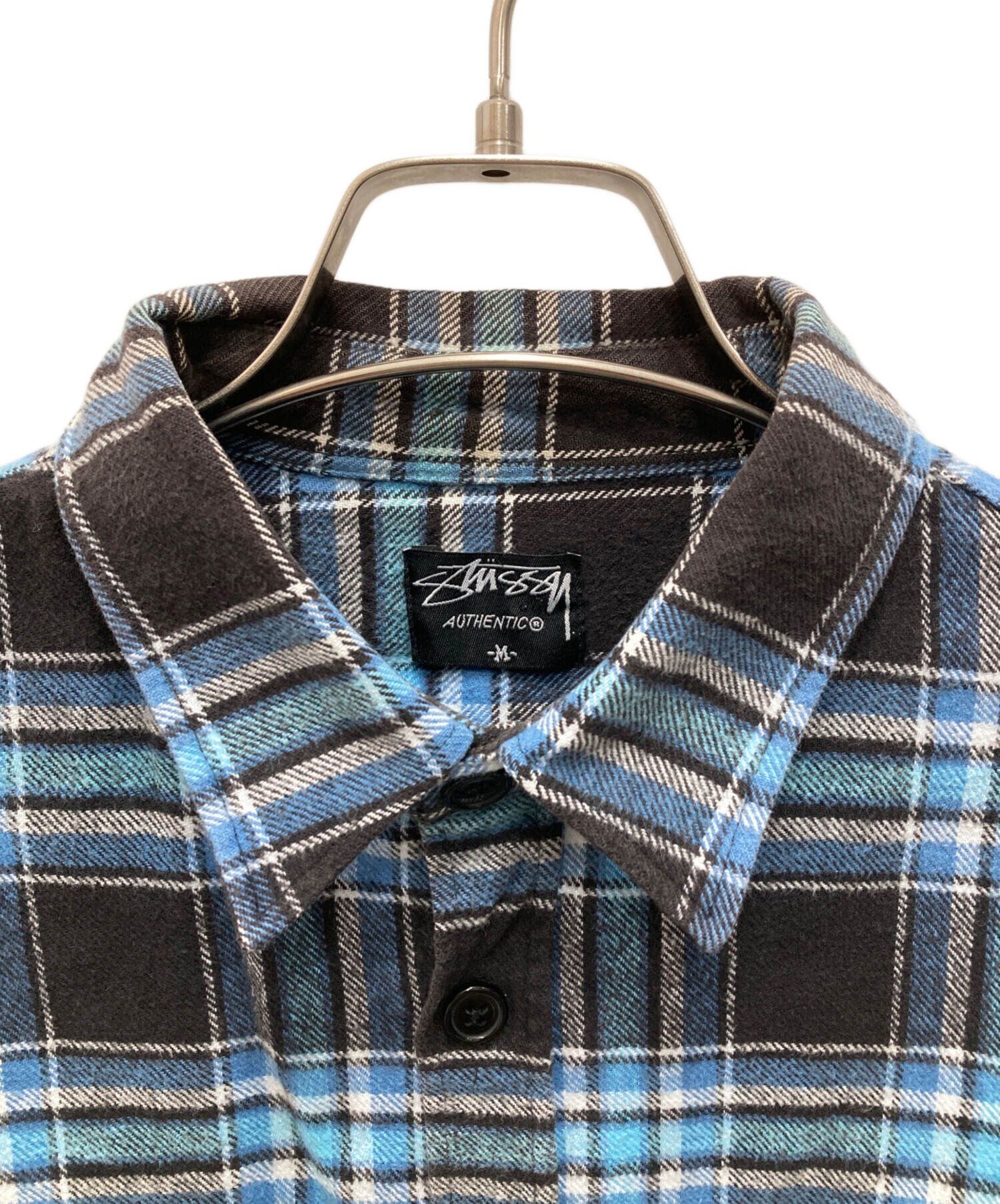 中古・古着通販】stussy (ステューシー) ネルシャツ ブルー×ブラック