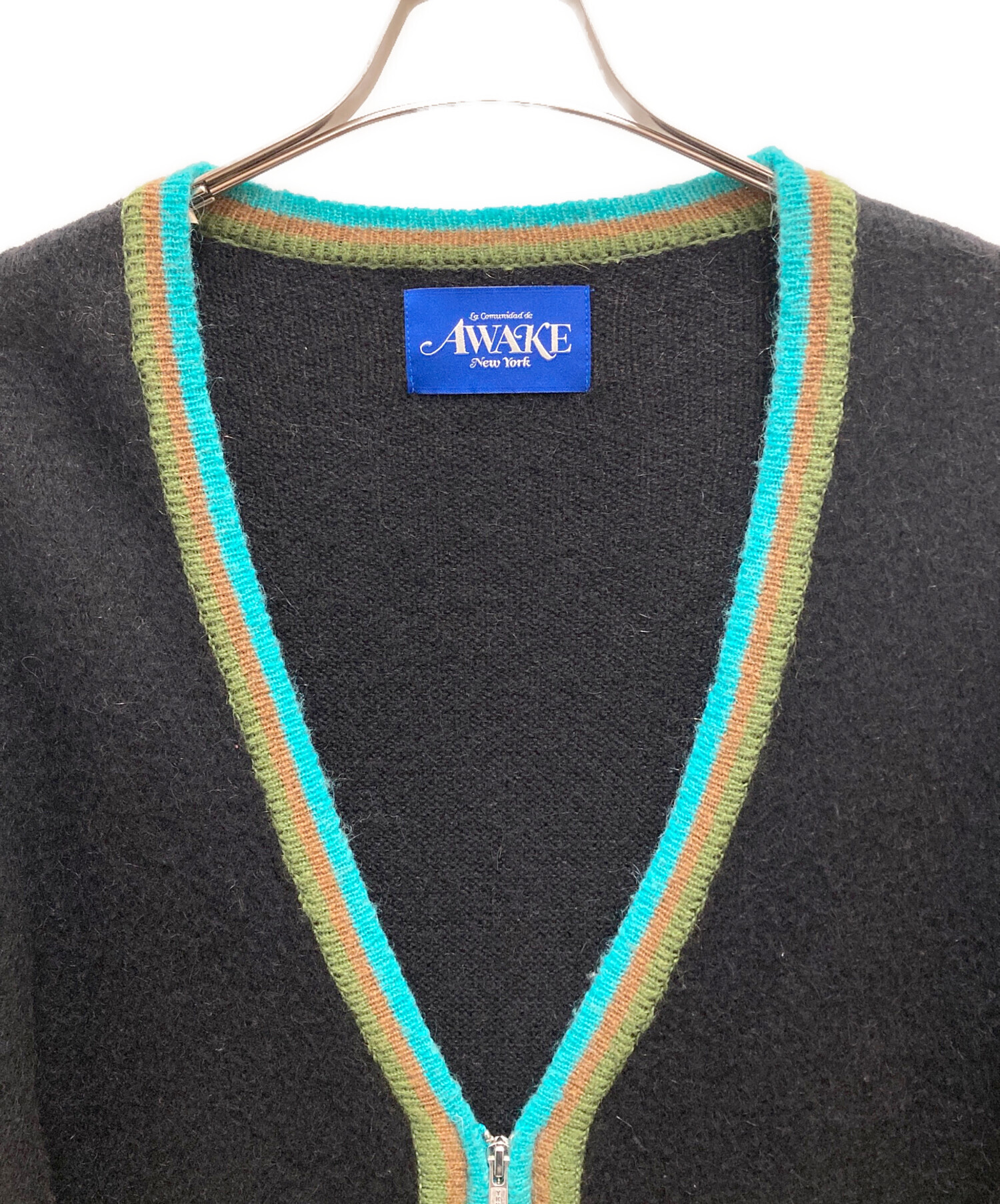 中古・古着通販】AWAKE (アウェイク) STRIPED MOHAIR SLEEVE CARDIGAN 