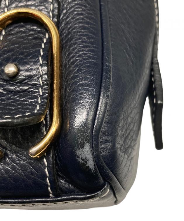 極美品】シセイ ボディバッグ カーフレザー ネイビー ミニワンショルダー