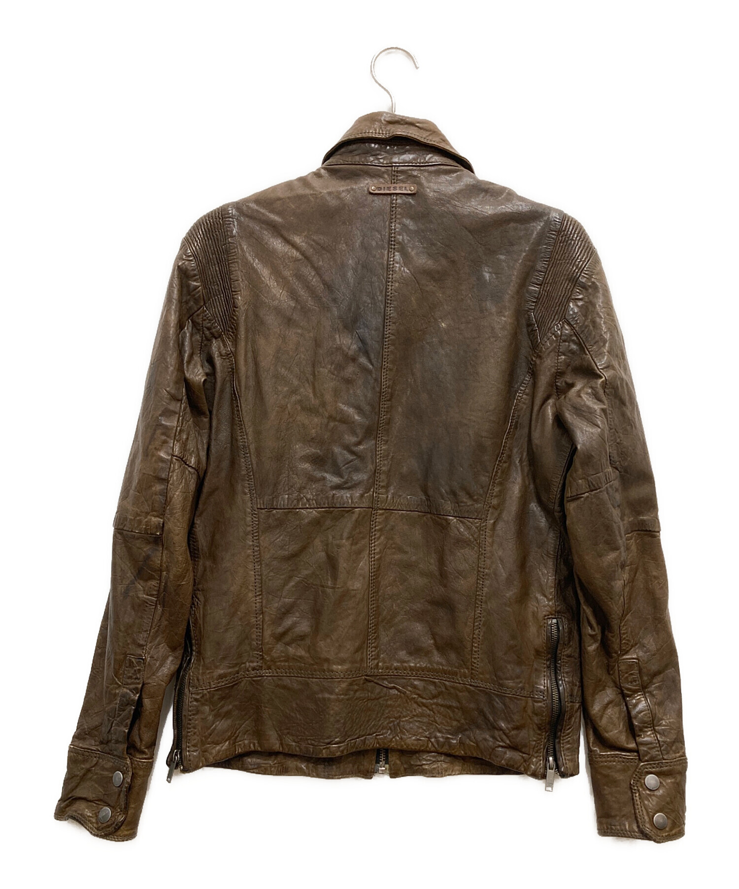中古・古着通販】DIESEL (ディーゼル) ライダースジャケット ブラウン 