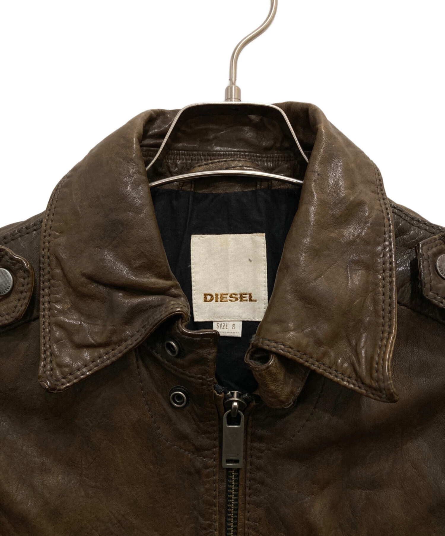 中古・古着通販】DIESEL (ディーゼル) ライダースジャケット ブラウン 