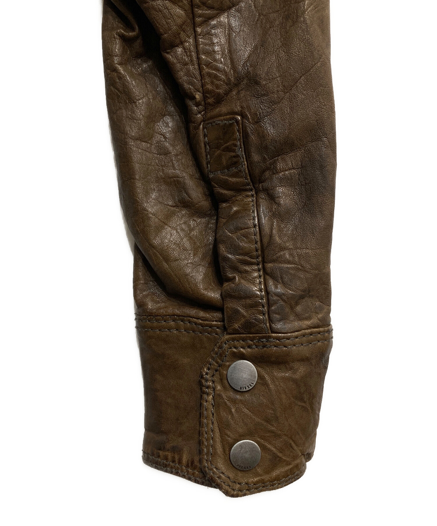 中古・古着通販】DIESEL (ディーゼル) ライダースジャケット ブラウン 