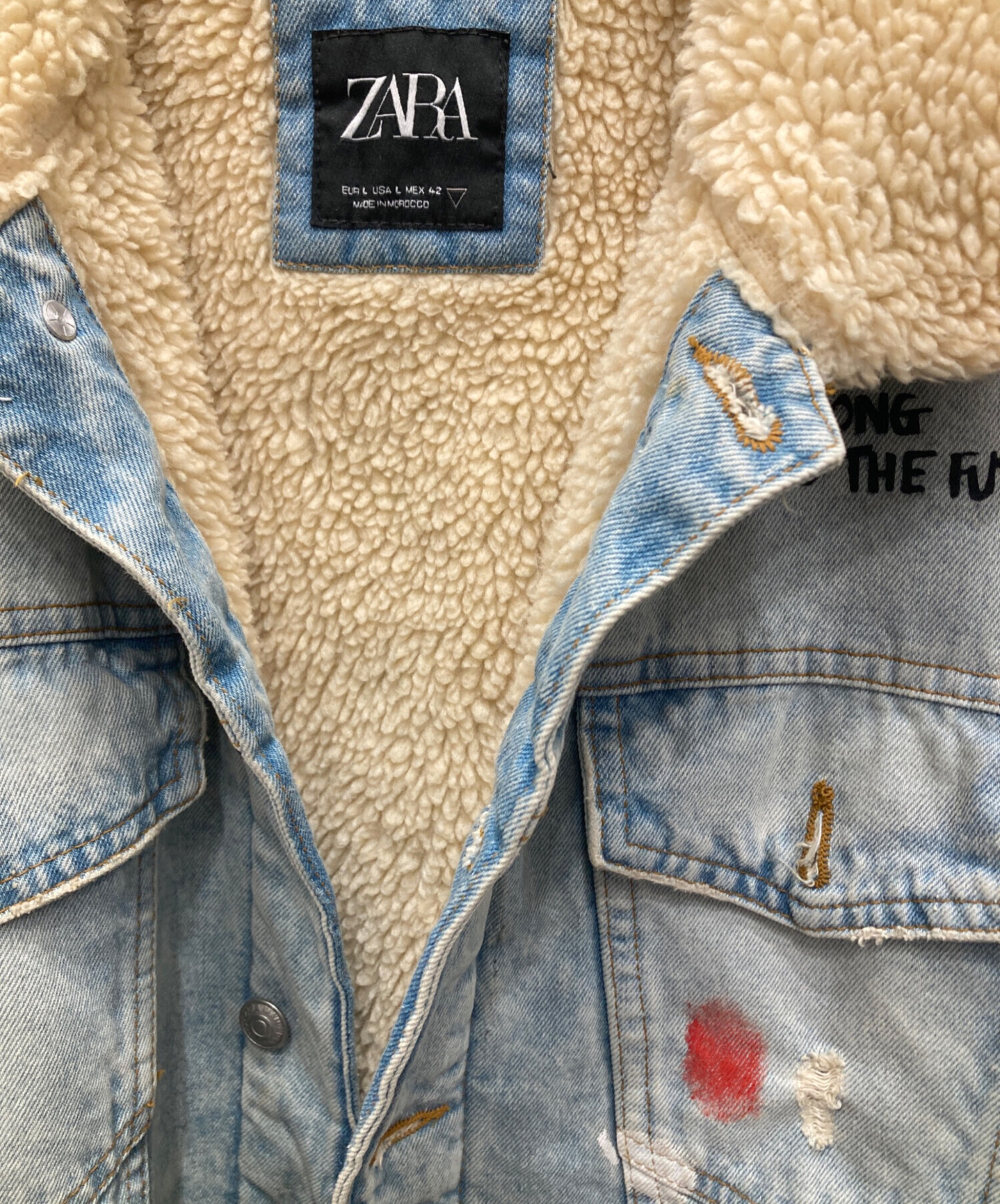 中古・古着通販】ZARA (ザラ) 裏ボアデニムジャケット ブルー サイズ:L 