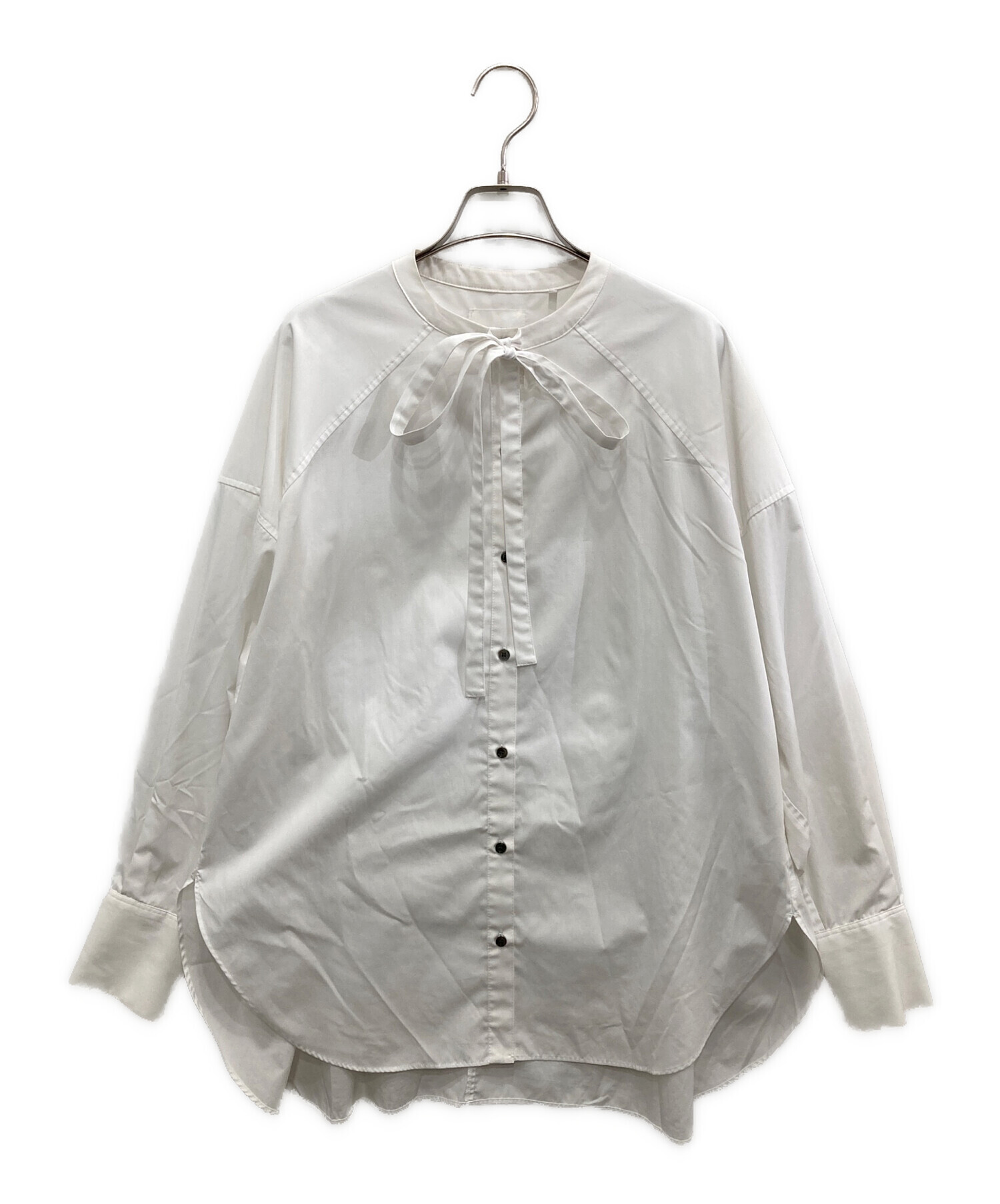 中古・古着通販】OHGA (オオガ) リボンタイシャツ ホワイト サイズ 