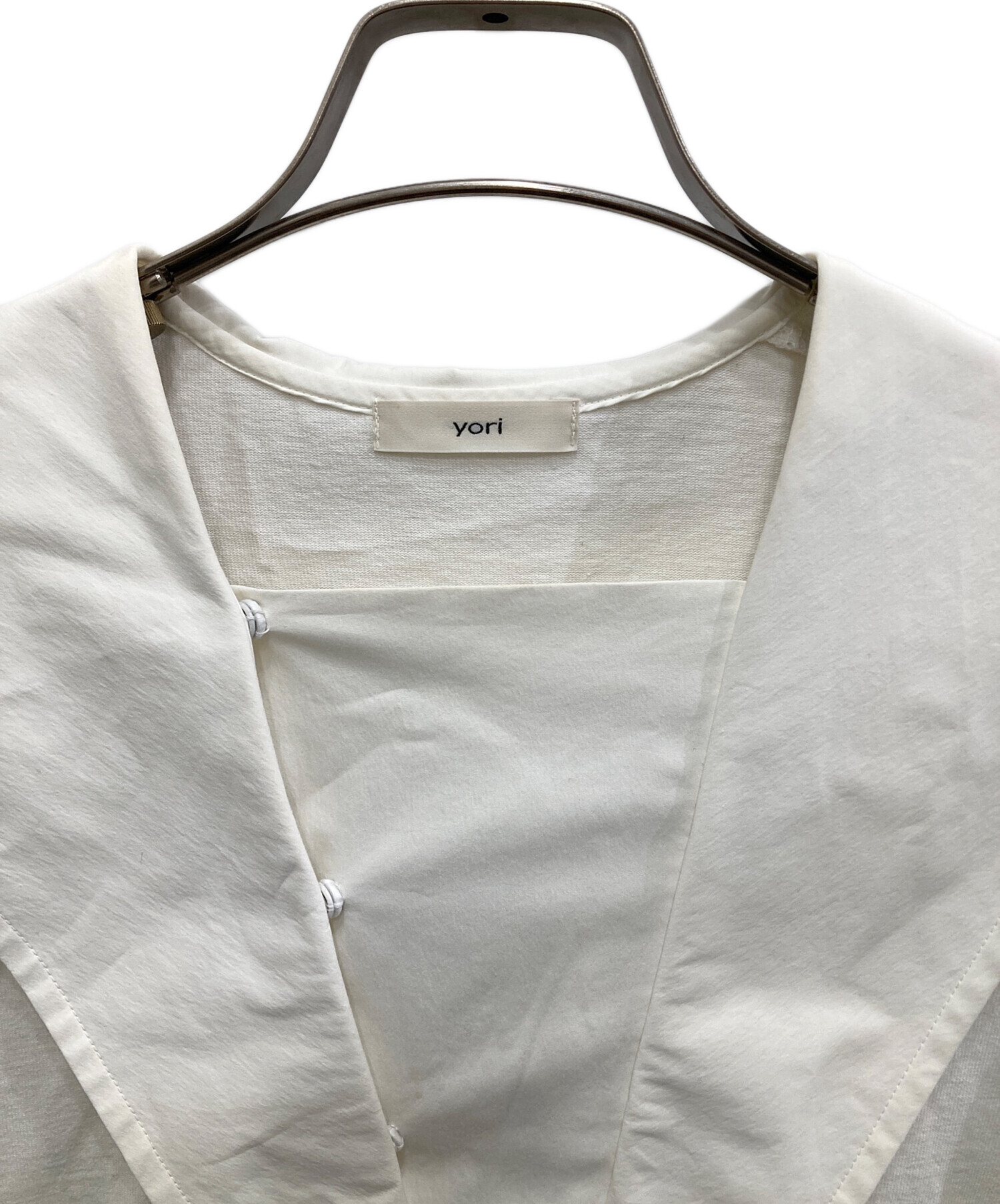 yori ホワイト襟カットソー yori ヨリホワイト襟カットソーネイビー