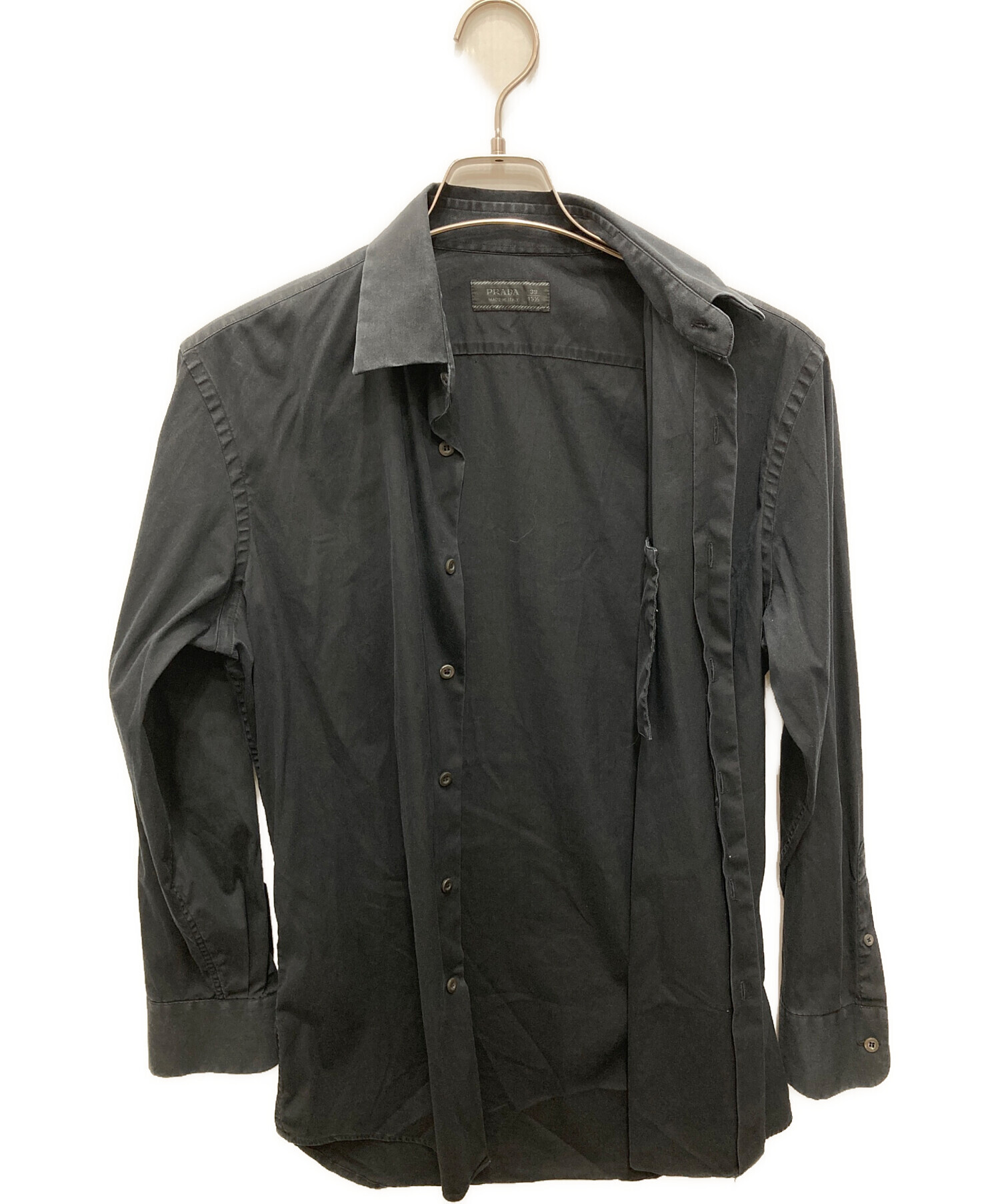 PRADA 黒 長袖シャツ 39 中古・古着通販】PRADA (プラダ) 長袖シャツ ブラック サイズ:39