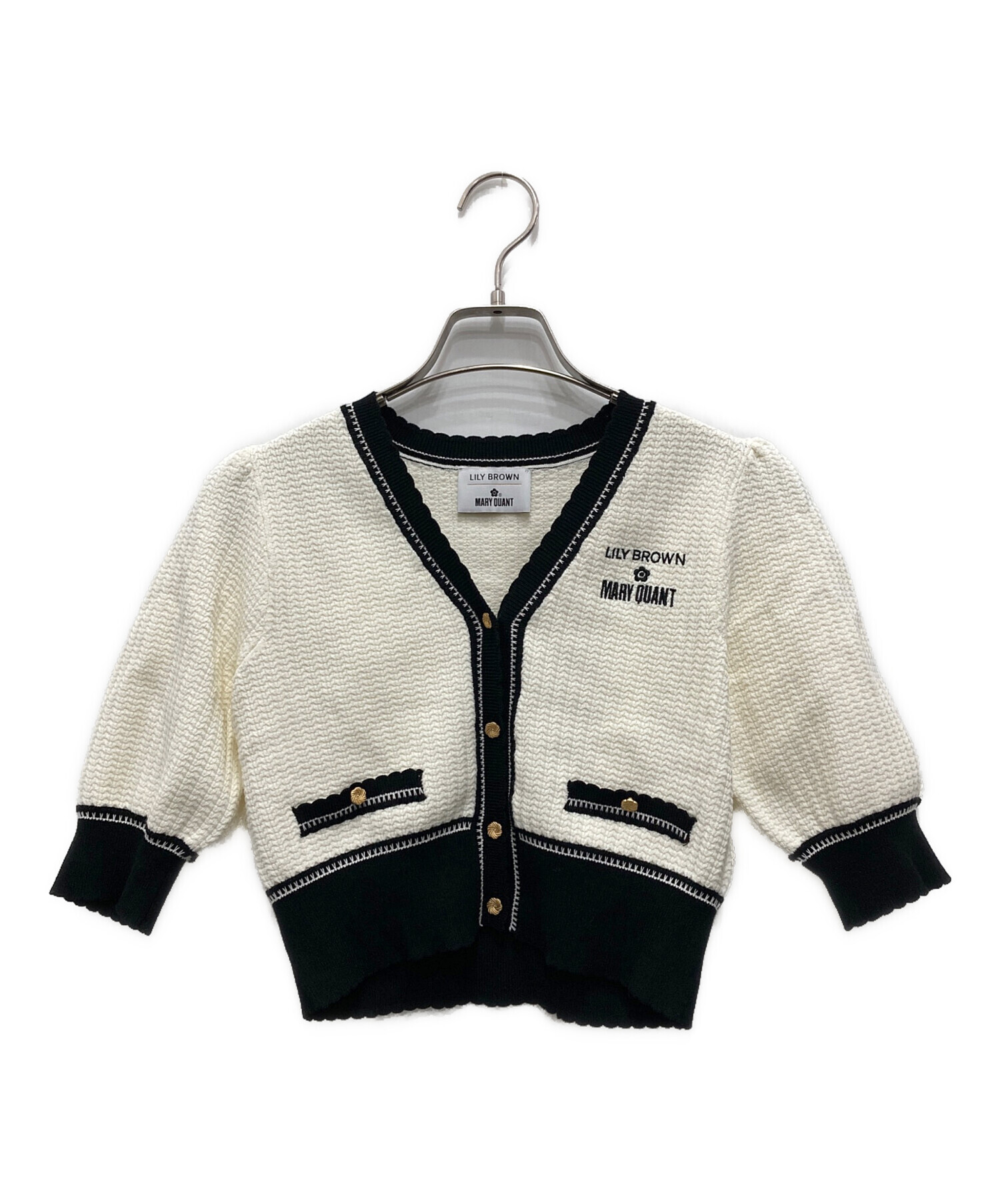 LILY BROWN×MARY QUANT】バイカラーパフニットカーディガン マリー