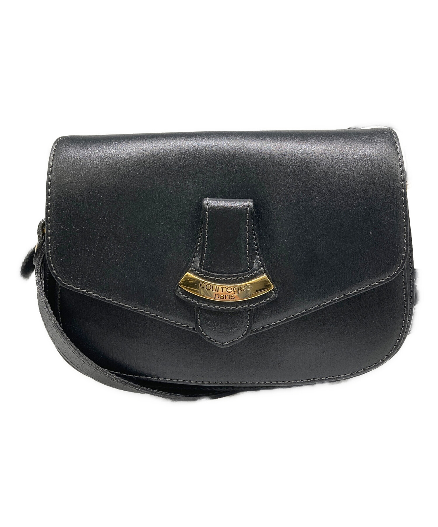 中古・古着通販】courreges (クレージュ) レザーショルダーバッグ