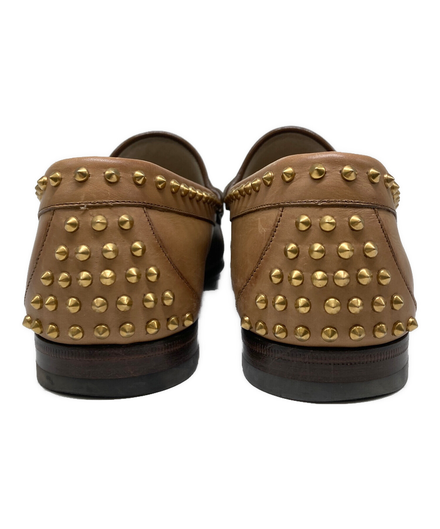 中古・古着通販】GUCCI (グッチ) スタッズビットローファー ブラウン