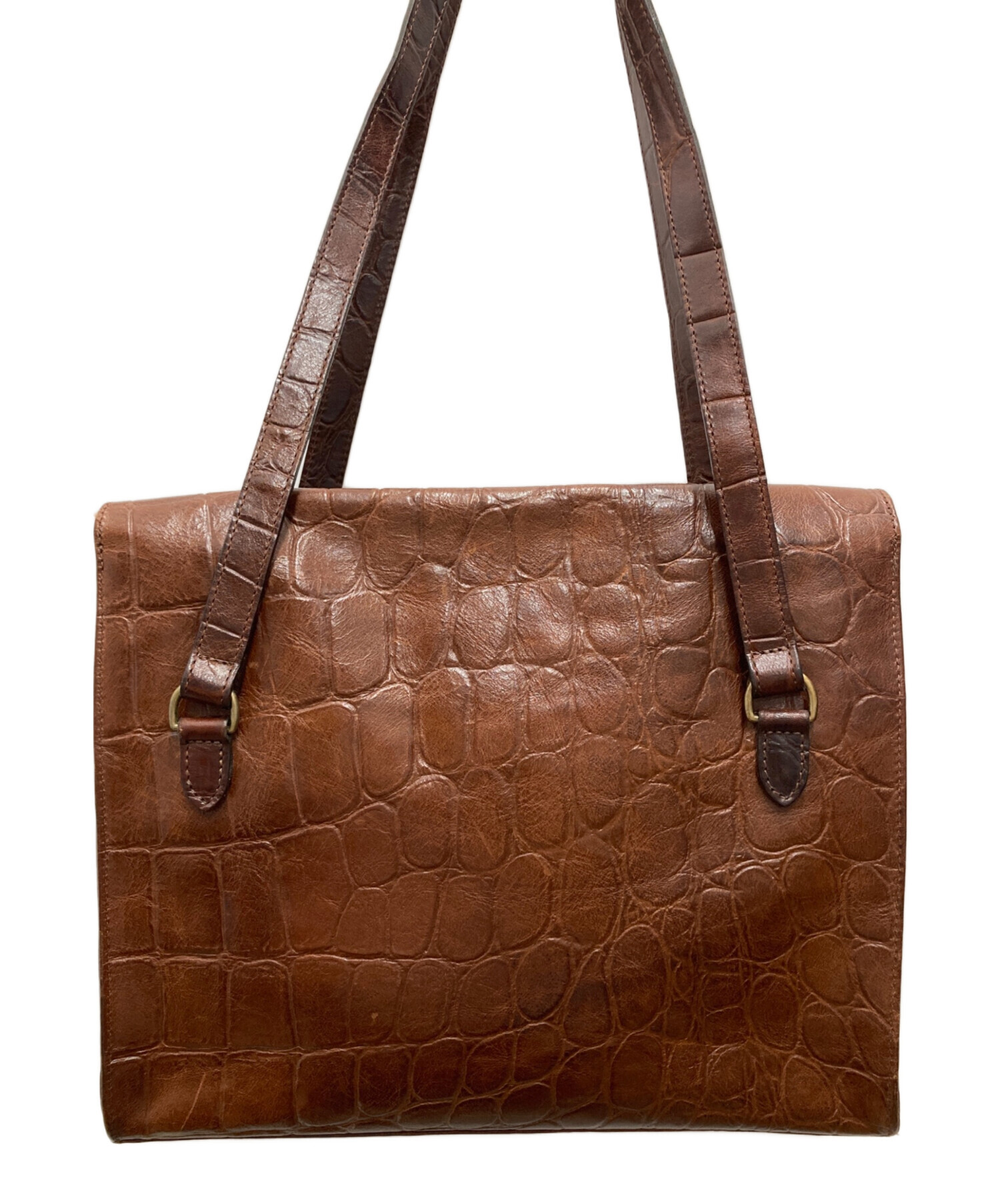 中古・古着通販】MULBERRY (マルベリー) クロコ型押しハンドバッグ 