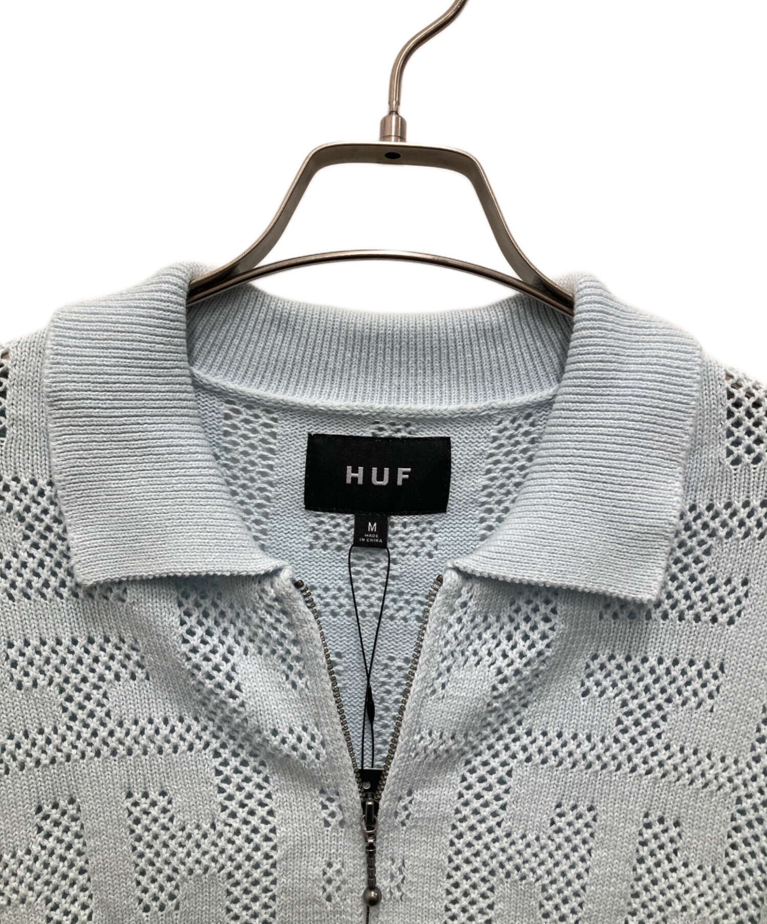 中古・古着通販】HUF (ハフ) MONOGRAM JACQUARD ZIP SWEATER ブルー
