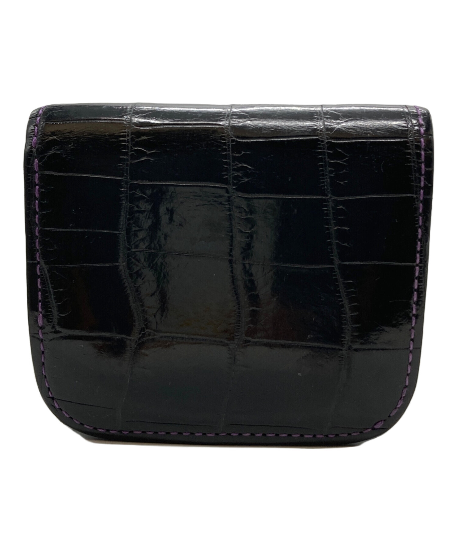 美品●WILDSWANS 2つ折り財布 札入れ 小銭入れ レザー 黒 中古・古着通販】WILDSWANS (ワイルドスワンズ) クロコダイルレザー2